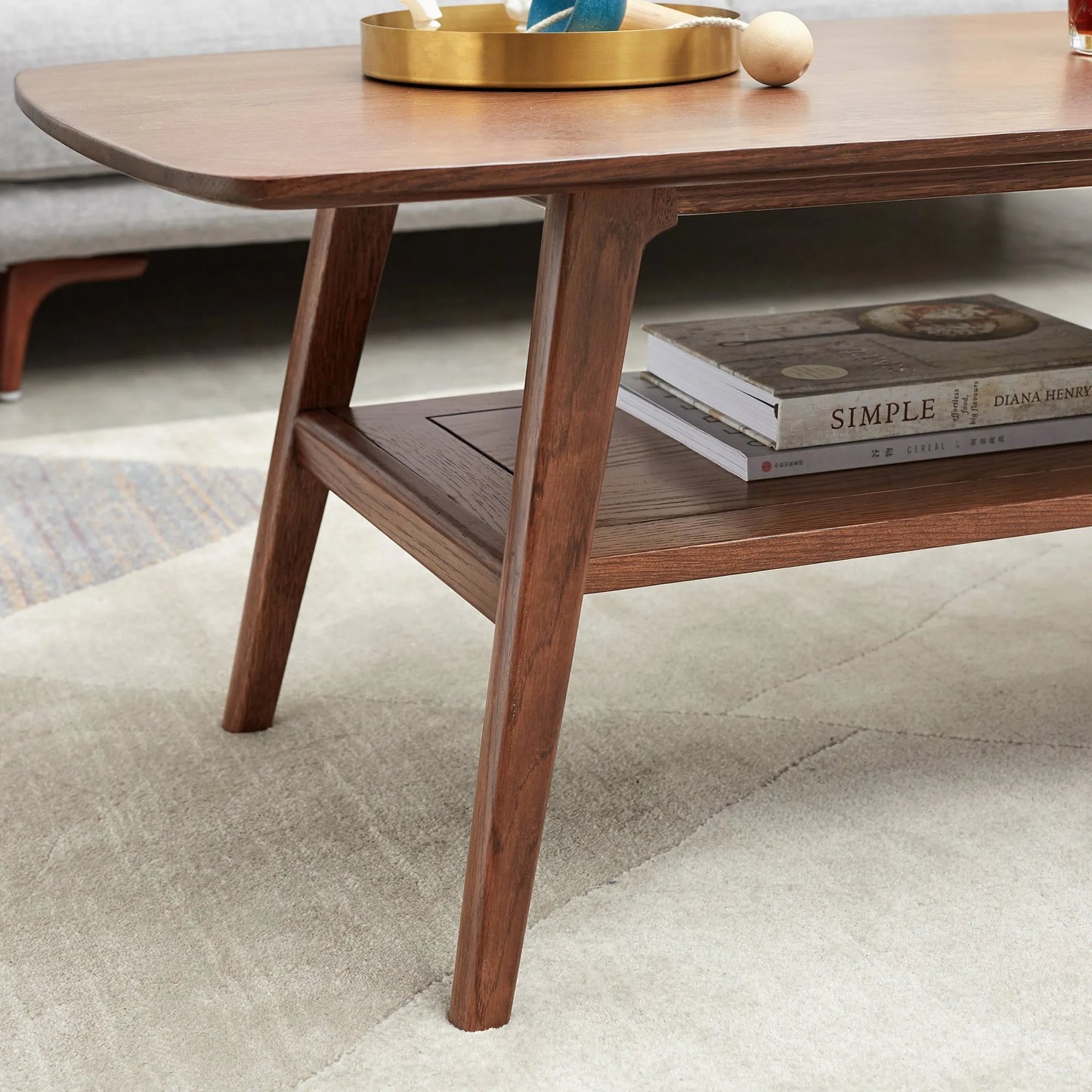 Center table Low Table 100% solid Oak Wood Top plate Desk Coffee table Width 100 x Depth 50 x Height 44 cm Study desk Work from home Easy to assemble – view 3