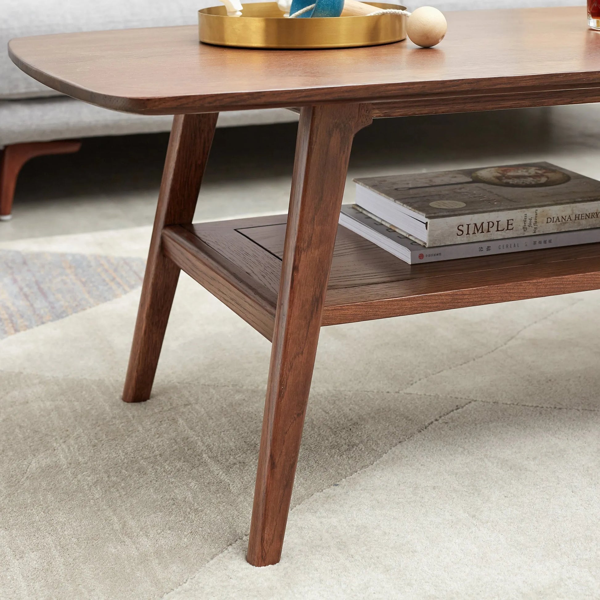 Center table Low Table 100% solid Oak Wood Top plate Desk Coffee table Width 100 x Depth 50 x Height 44 cm Study desk Work from home Easy to assemble – view 3
