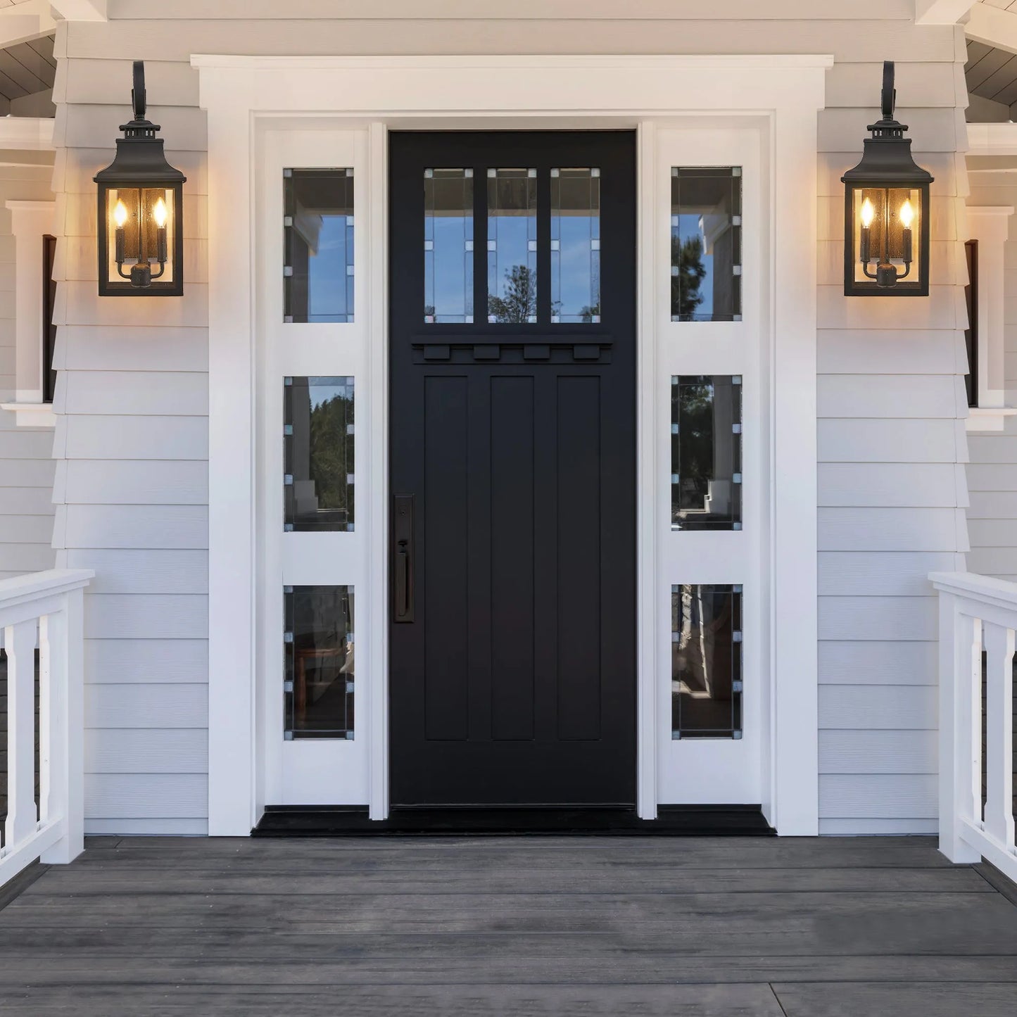 23'(H) 1-Pack Outdoor Wall Lantern Light – Vintage Black Metal Sconce with Clear Seeded Glass for Porch, Patio, and Garden (Bulb Not Included) – view 3