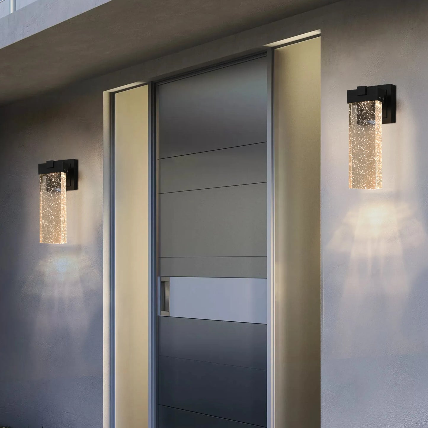 2-Pack Outdoor Wall Light Fixture, Weatherproof LED Wall Sconce with Bubble Crystal and Light Sensor - 12W Per Lamp – view 3