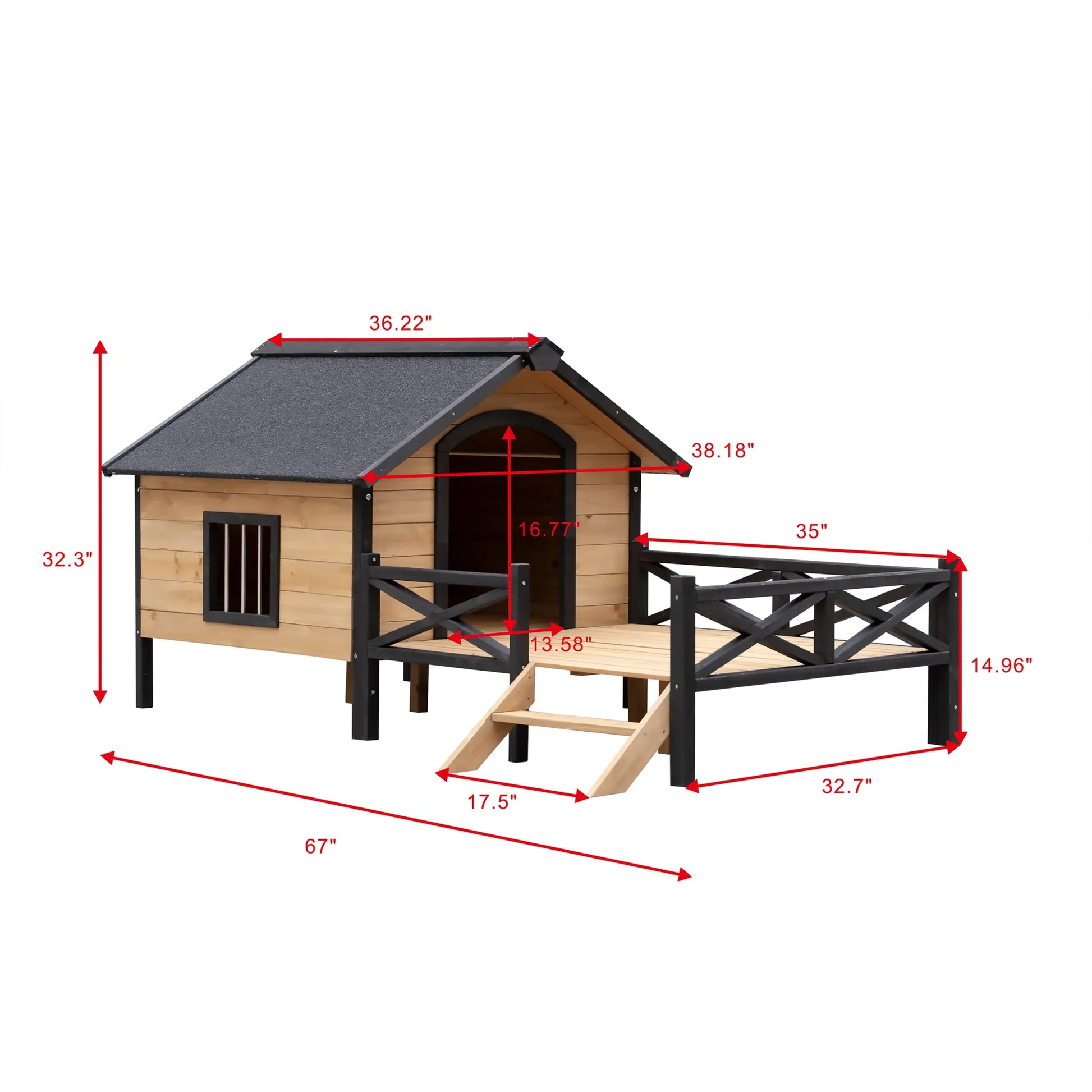 Outdoor Large Wooden Cabin House Style Wooden Dog Kennel with Porch – view 3