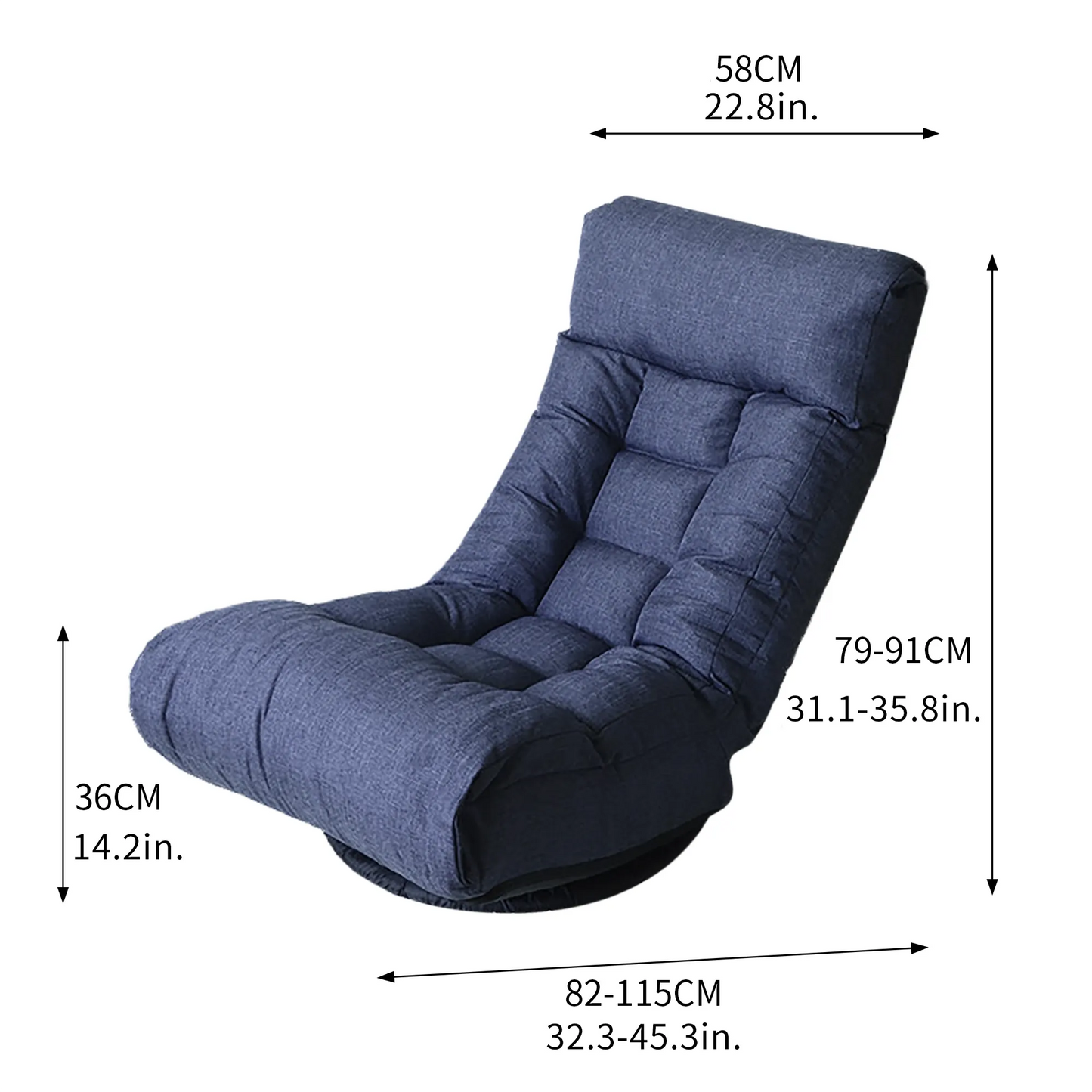 Navy Adjustable Japanese Reclining Floor Chair Sofa with Metal Frame for Living Room & Balcony – view 3