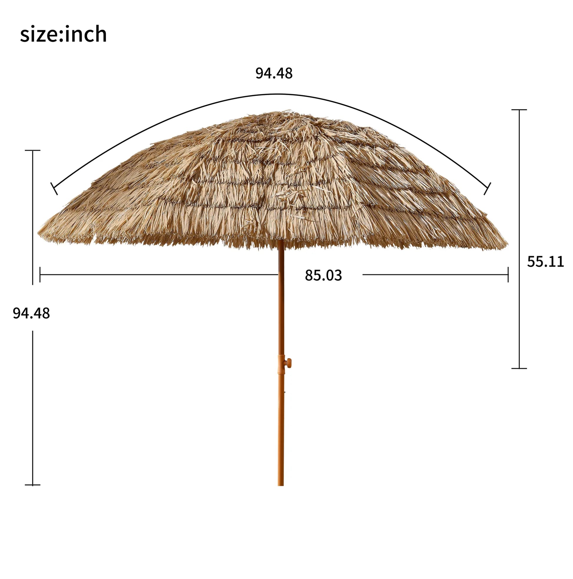8'Thatch Patio Tiki Umbrella Tropical Palapa Raffia Tiki Hut Hawaiian Hula Beach Umbrella,Straw umbrella – view 3