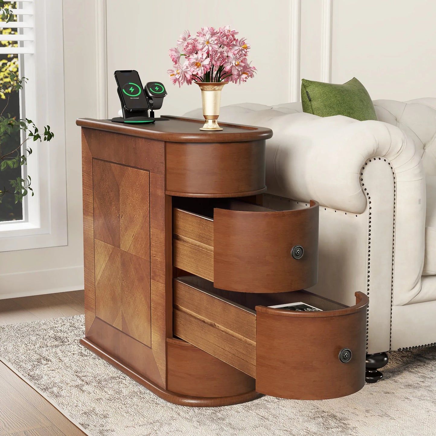 End Table with Charging Station,Sofa Side Table with Drawers, No Assembly Required(Expect Arrival Date 2025/4/16) – view 3