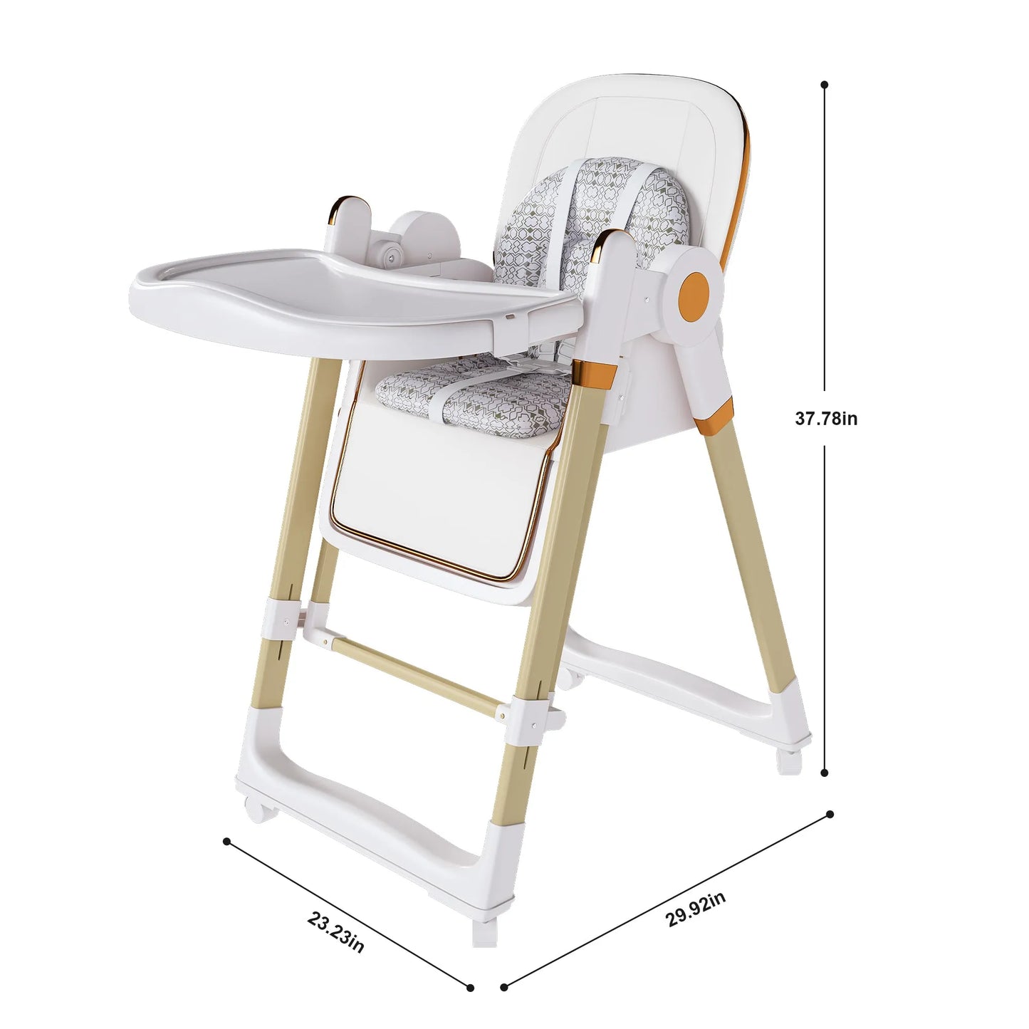 Convertible Baby High Chair to Rocker with 5-Point Harness, Foldable Infant Feeding Chair in White with Removable 2-Tier Easy-Clean Tray for 6M-3Yrs – view 3