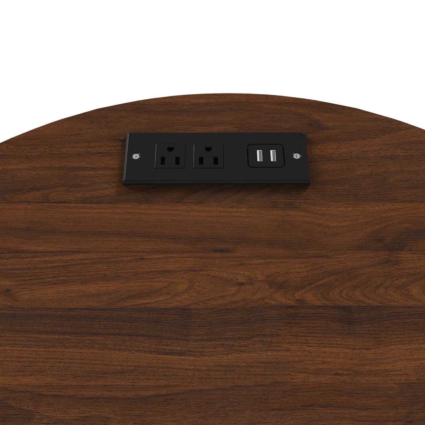 Mid Century Modern Cylinder End Table with Built-in Charging Station & Sliding Door, 2-Tier Storage Round Nightstand with USB Ports, Walnut Bedside – view 3