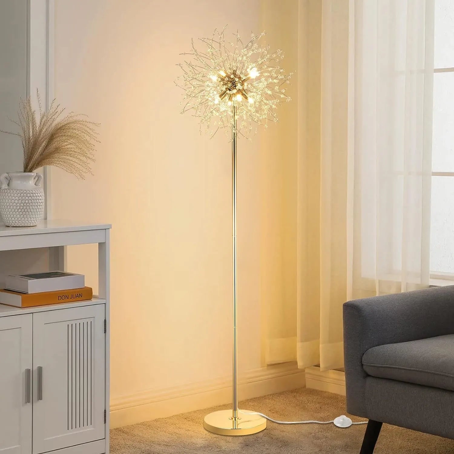 69 inch Crystal Floor Lamp, Modern Standing Lamp with K9 Crystal, LED Floor Lamp with On/Off Foot Switch, Metal Tall Pole Lamp for Living Room, Girls – view 3