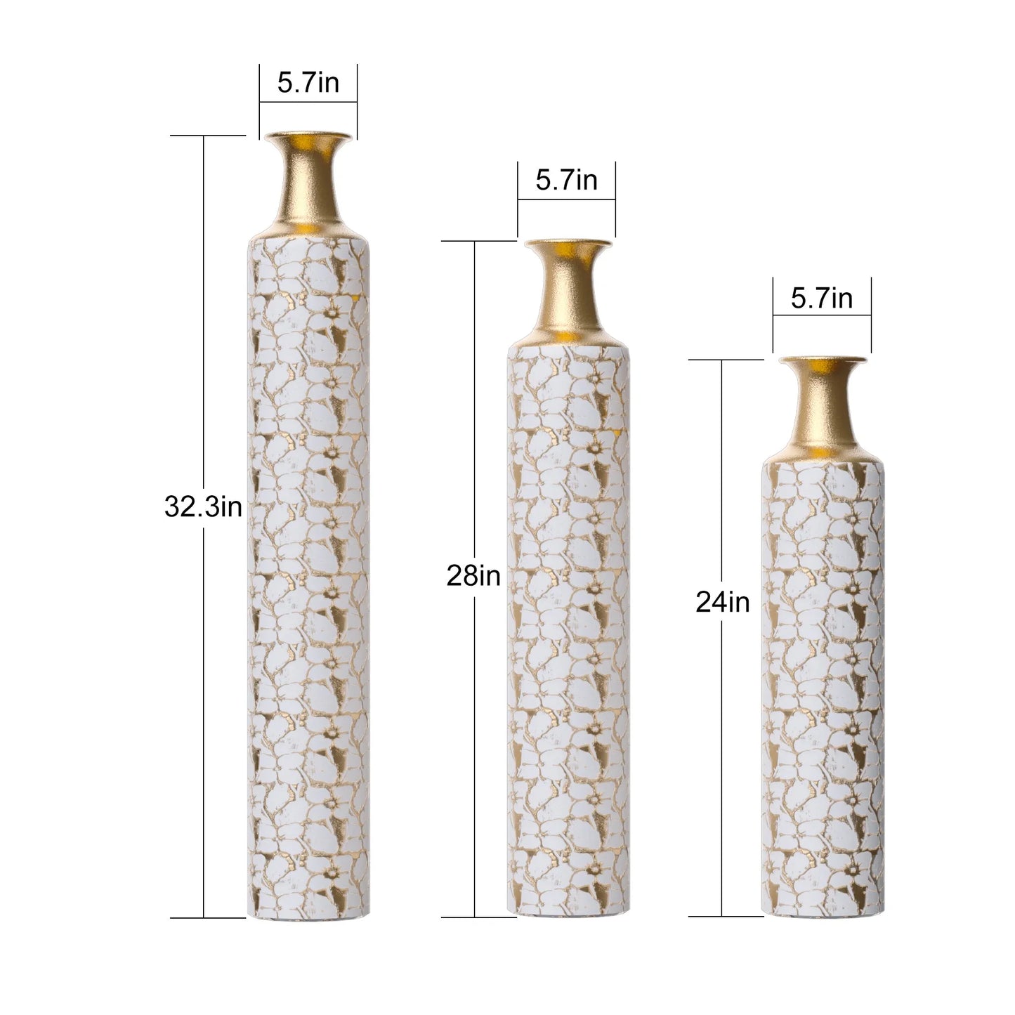 Floor Vases Gold Large Vases - 32/28/24-Inch Decorative High Vases Set of 3 for Home Décor Vintage Large Vases Representing Twigs, Twigs Dried – view 3