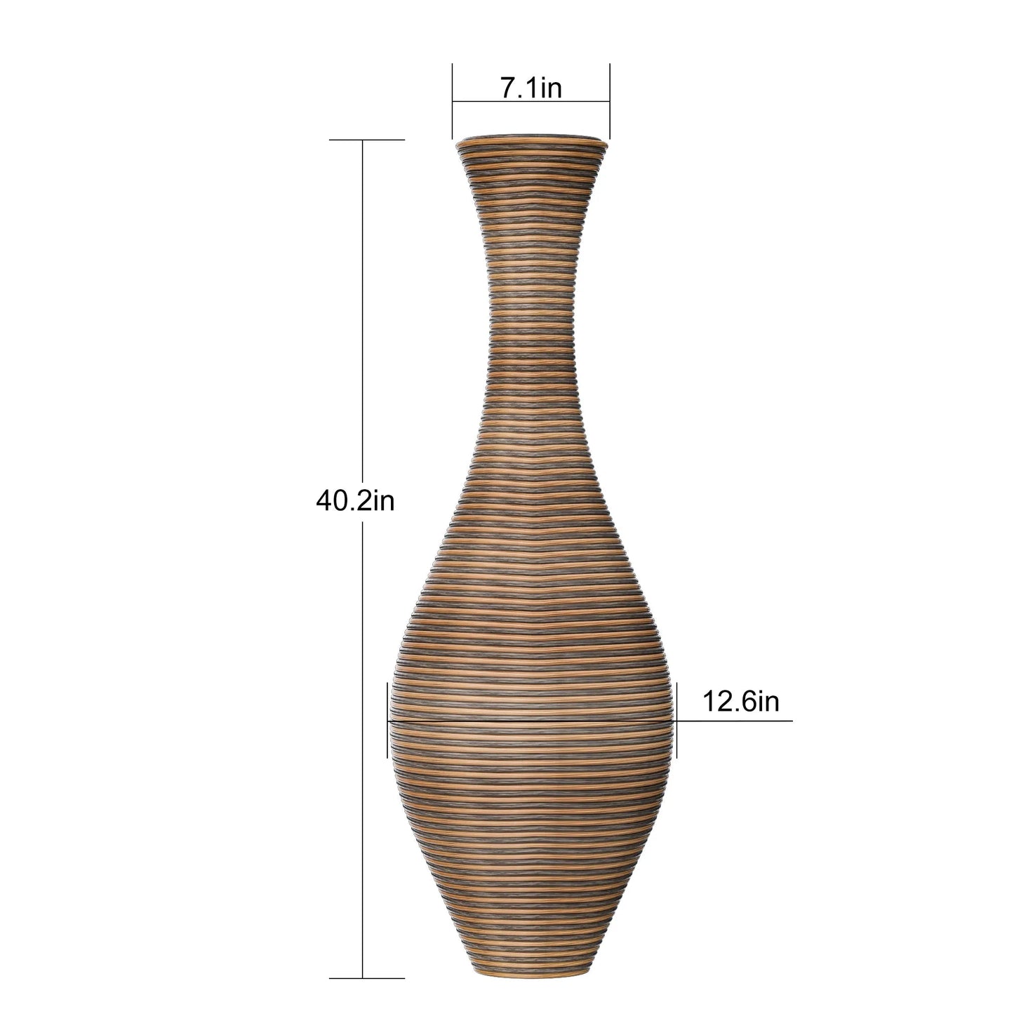 39-inch Tall Artificial Rattan Floor Vase in Elegant Beige - Statement Piece for Living Room Décor, Entryway, or Hallway - Versatile Home Accent for – view 3