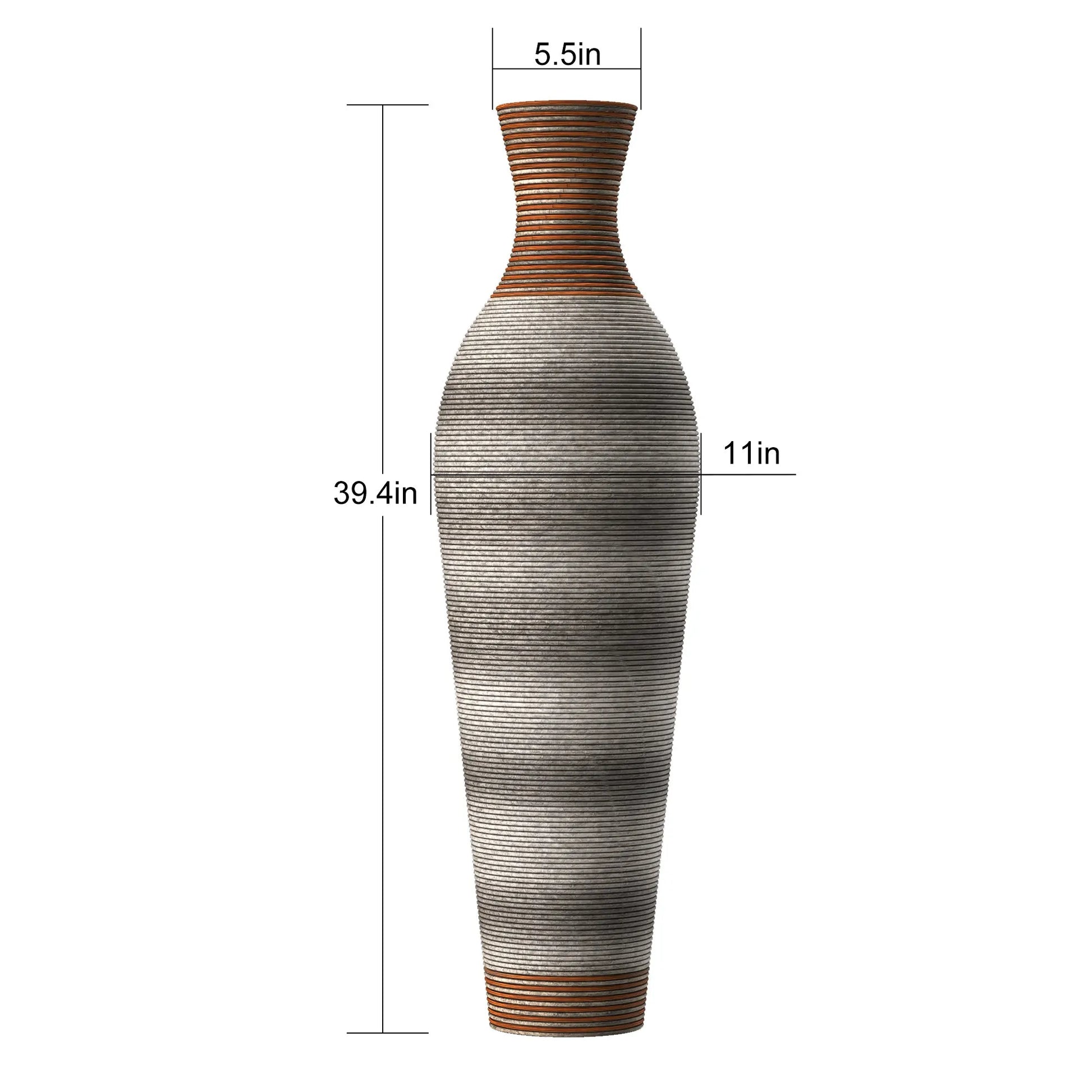 39-Inch-Tall Vase, Brown Decorative Floor Vase, Classic Neat Floor Vase Tall Freestanding Flower Holder, Artificial Rattan Vase, PVC Floor Vase – view 3