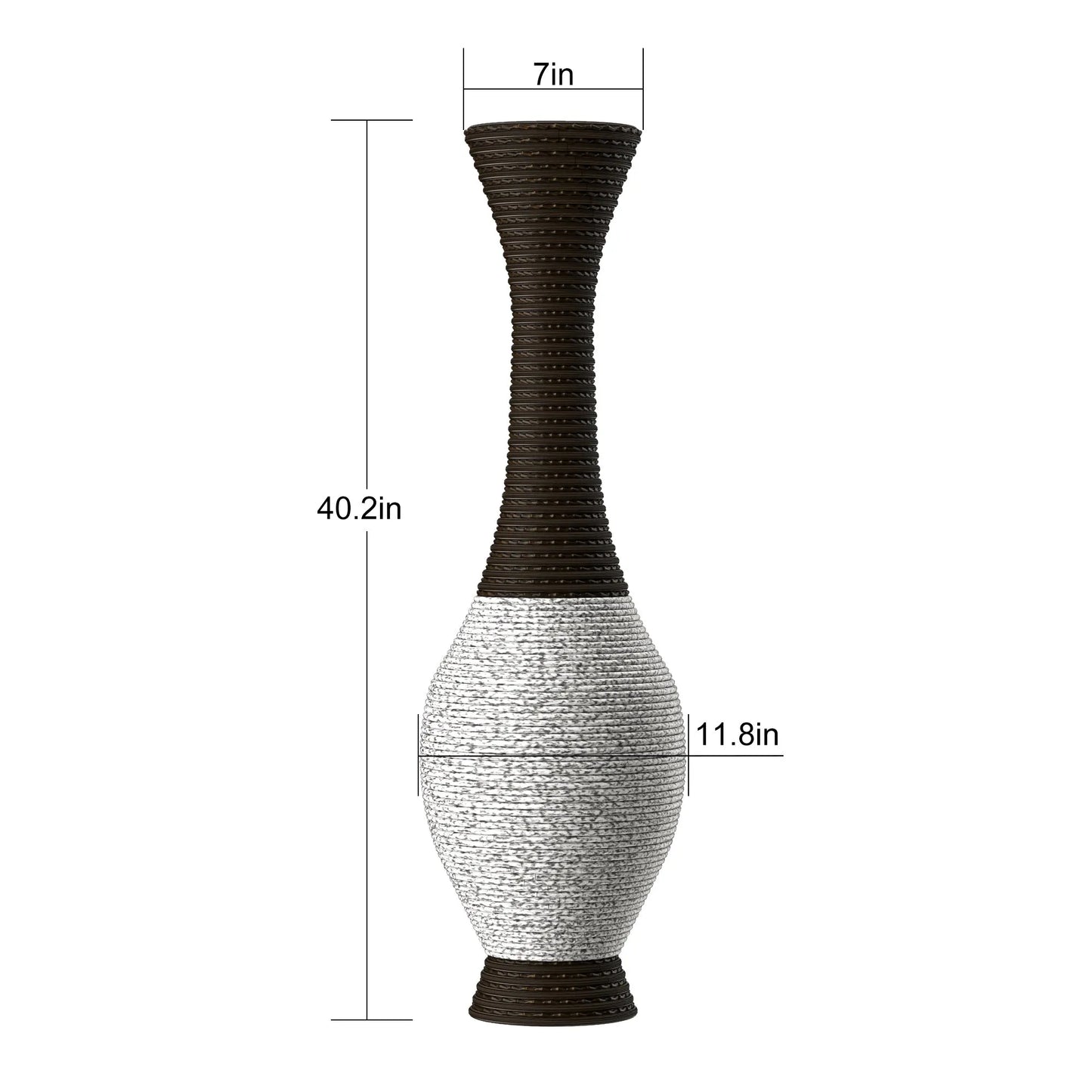39-Inch Tall Designer Floor Vase – Artificial Rattan with Elegant Two-Tone Dark Brown Finish – Decorative Accent for Living Room, Bedroom, or Entryway – view 3