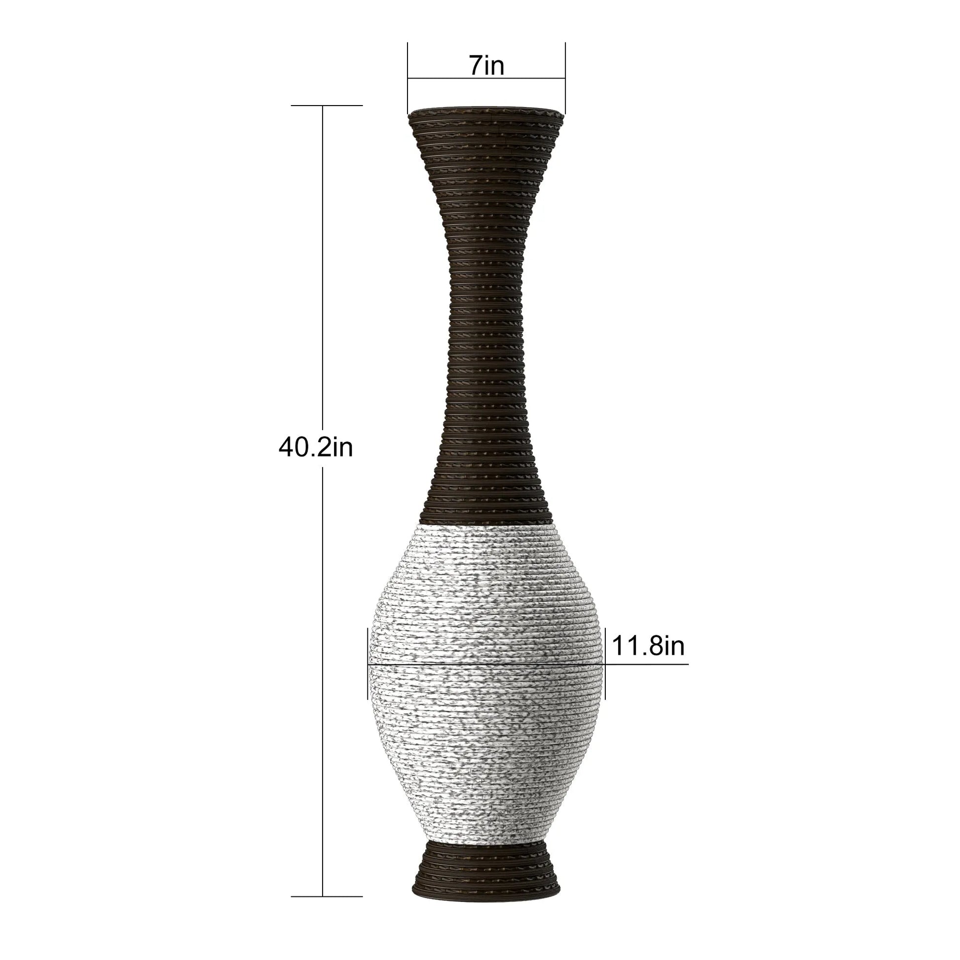 39-Inch Tall Designer Floor Vase – Artificial Rattan with Elegant Two-Tone Dark Brown Finish – Decorative Accent for Living Room, Bedroom, or Entryway – view 3