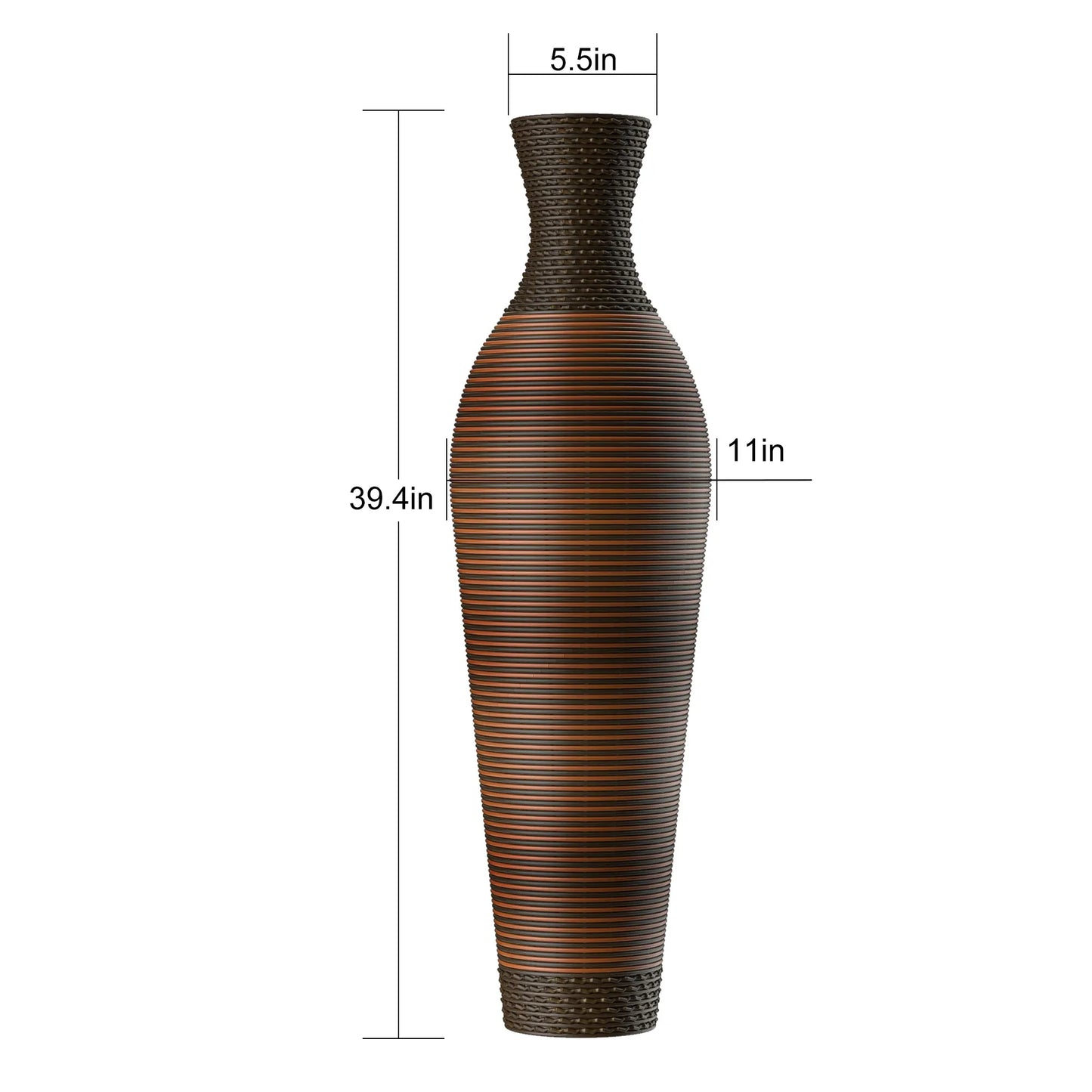 39' Tall Standing Designer Floor Vases with Elegant Two-Tone Dark Brown Finishes - Ideal for Decorating Living Rooms, Bedrooms, Entryways Perfect for – view 3