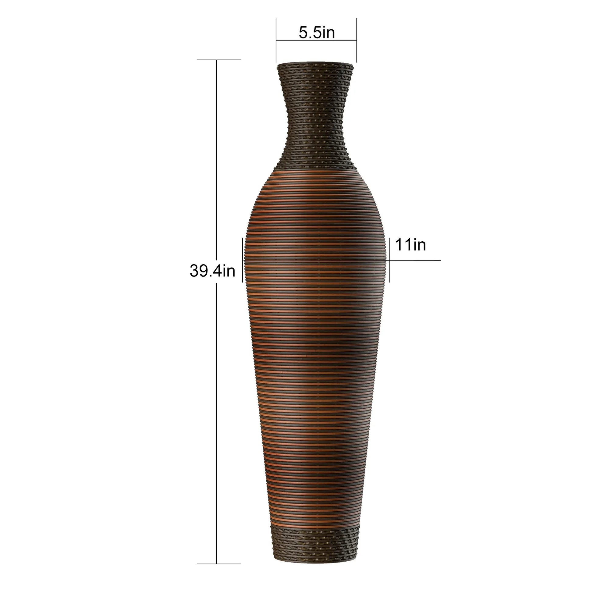 39' Tall Standing Designer Floor Vases with Elegant Two-Tone Dark Brown Finishes - Ideal for Decorating Living Rooms, Bedrooms, Entryways Perfect for – view 3