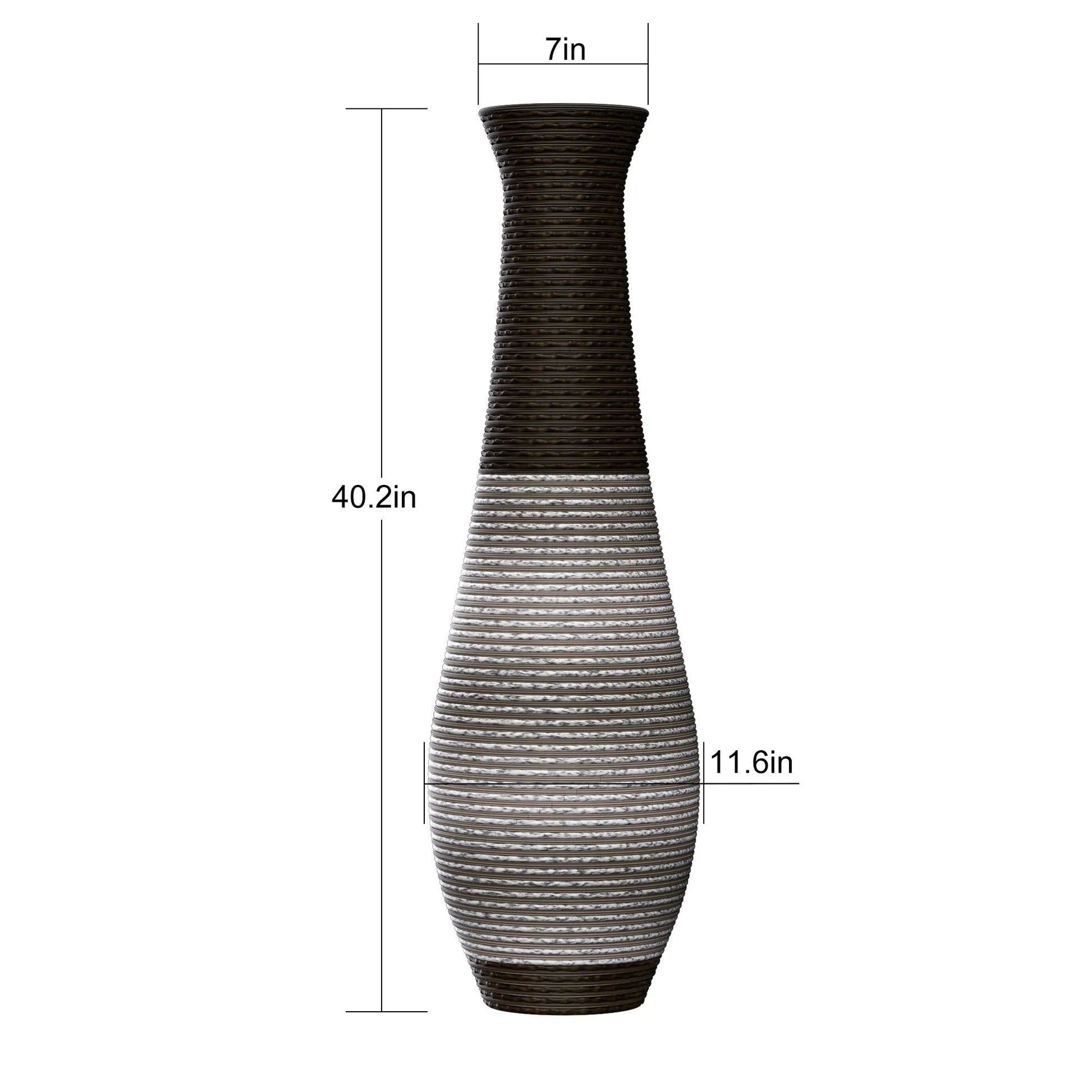 39-Inch Tall Standing Designer Floor Vase - Durable Artificial Rattan - Elegant Two-Tone Dark Brown Finish - Ideal Décor Accent for Living Room – view 3
