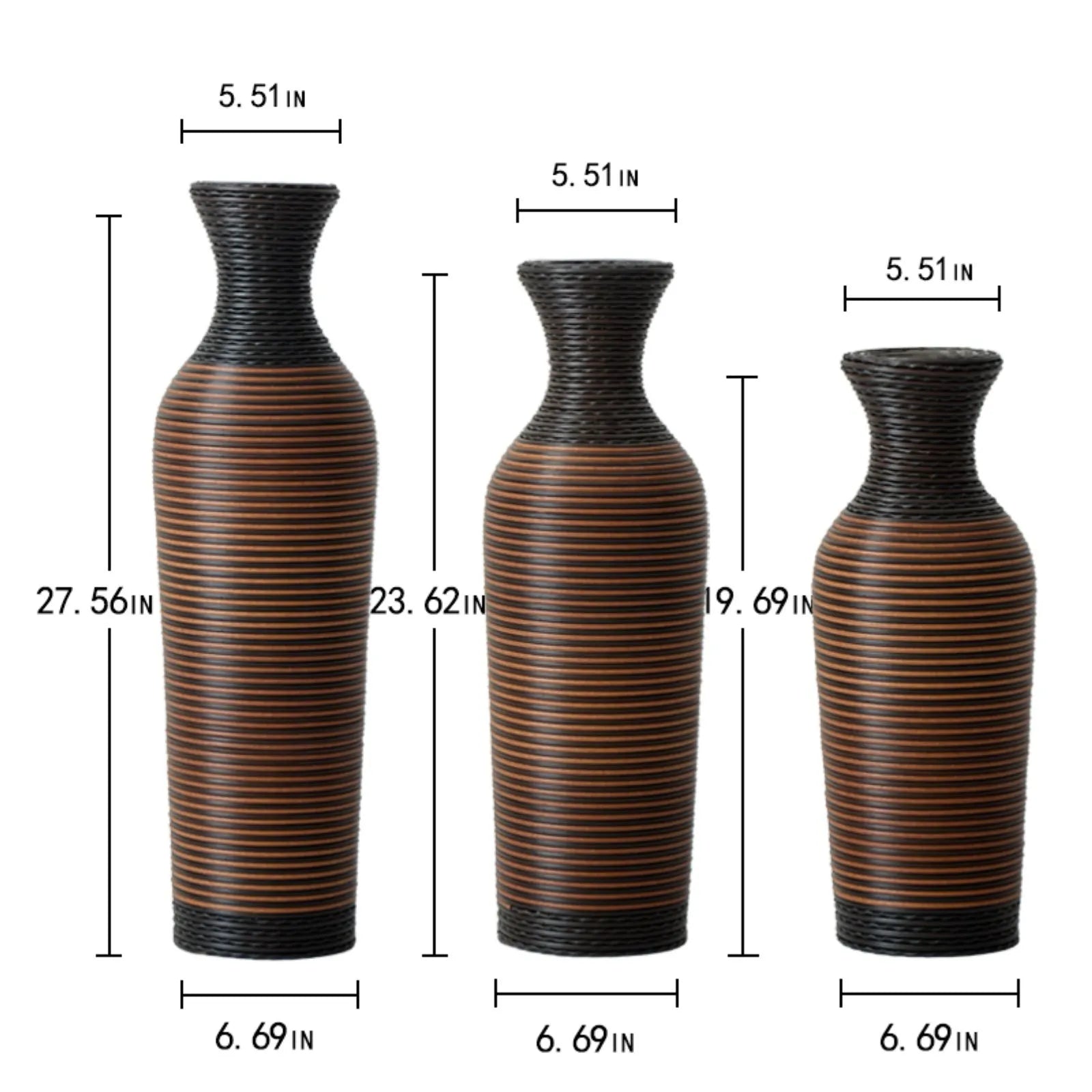 Desktop Vase, Brown Decorative Floor Vase, Classic and Neat Floor Vase, High Independent Flower Stand, Artificial Vine Vase, PVC Floor Vase, Home – view 3