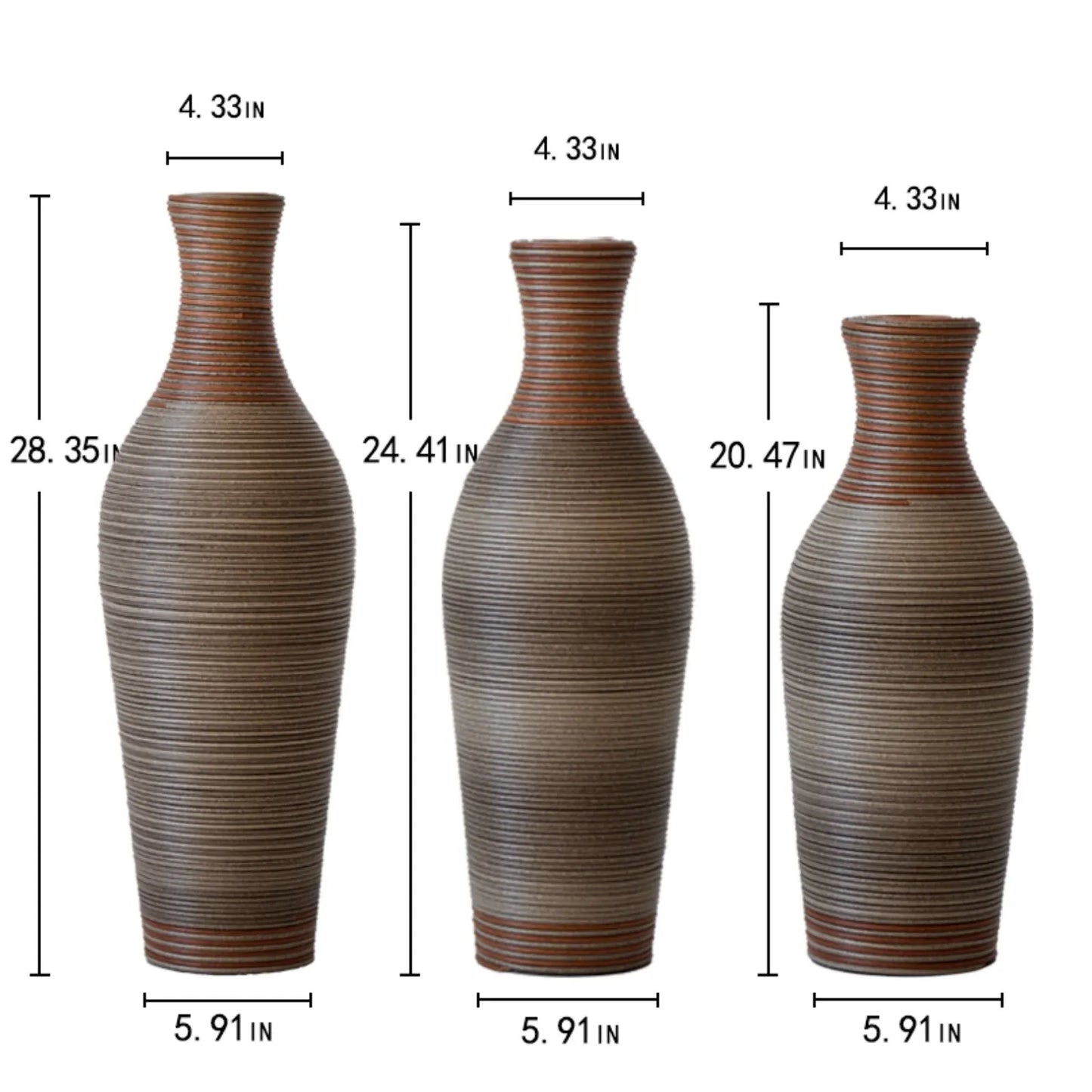 Desktop Vase, Brown Decorative Floor Vase, Classic and Neat Floor Vase, High Independent Flower Stand, Artificial Vine Vase, PVC Floor Vase, Home – view 3
