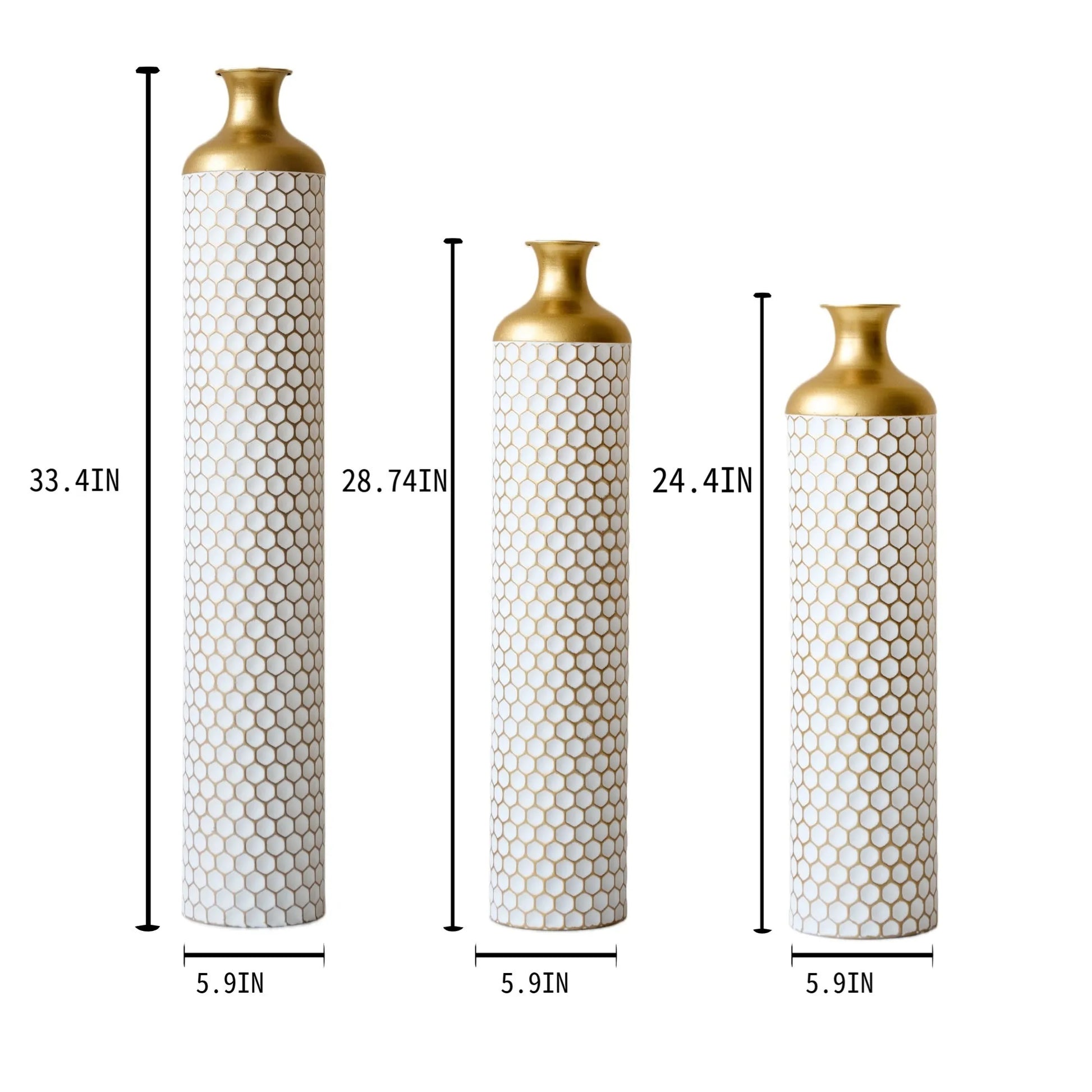 3-piece set gorgeous home decoration large glazed metal vase --Floor metal vase modern style decoration home droplet shaped white metal – view 3