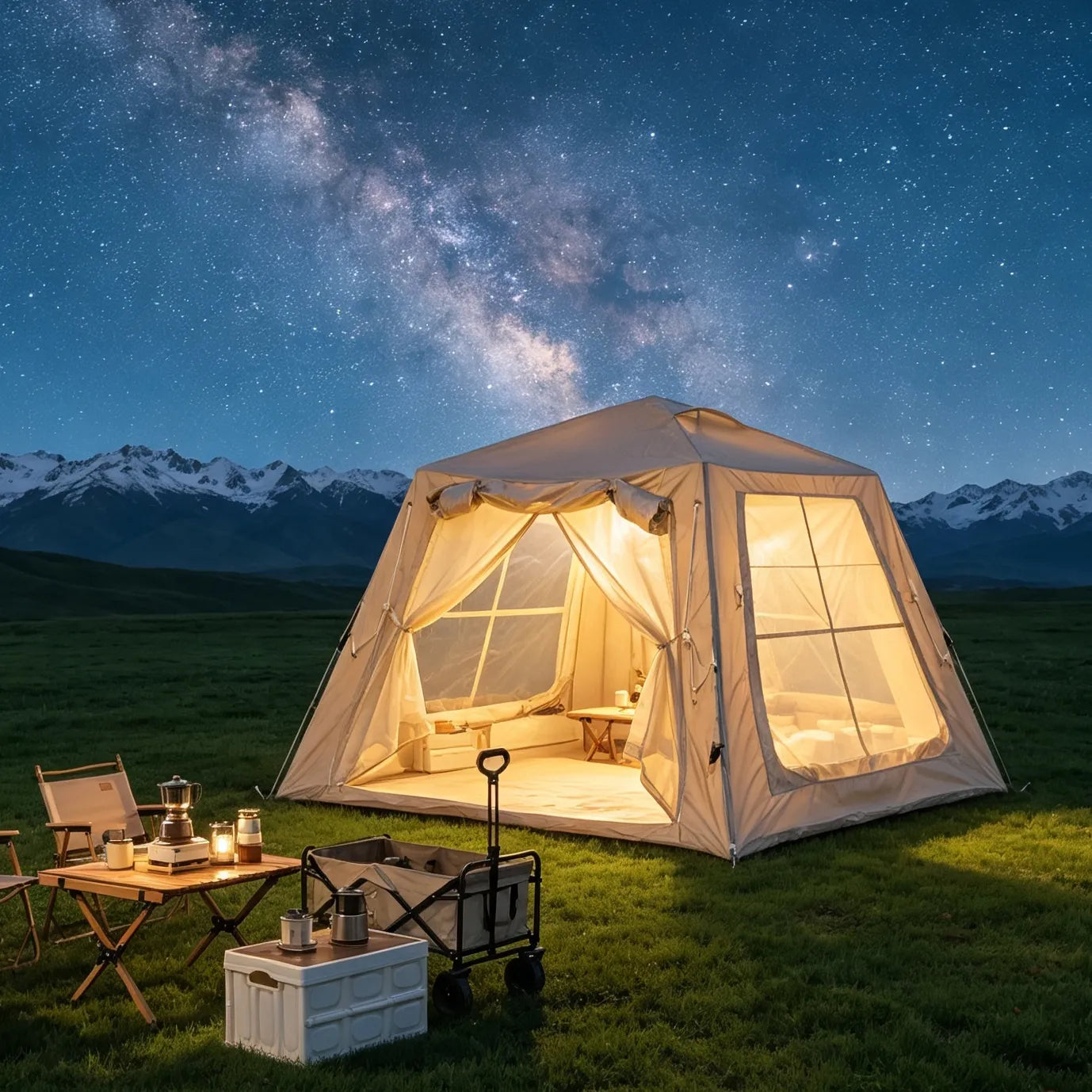 5.76 m ² Inflatable Tents for Camping with canopy, Blow Up Tent with Hand Pump, Easy Setup InflatableTent 4 Season Tent, Waterproof Oxford Air – view 3