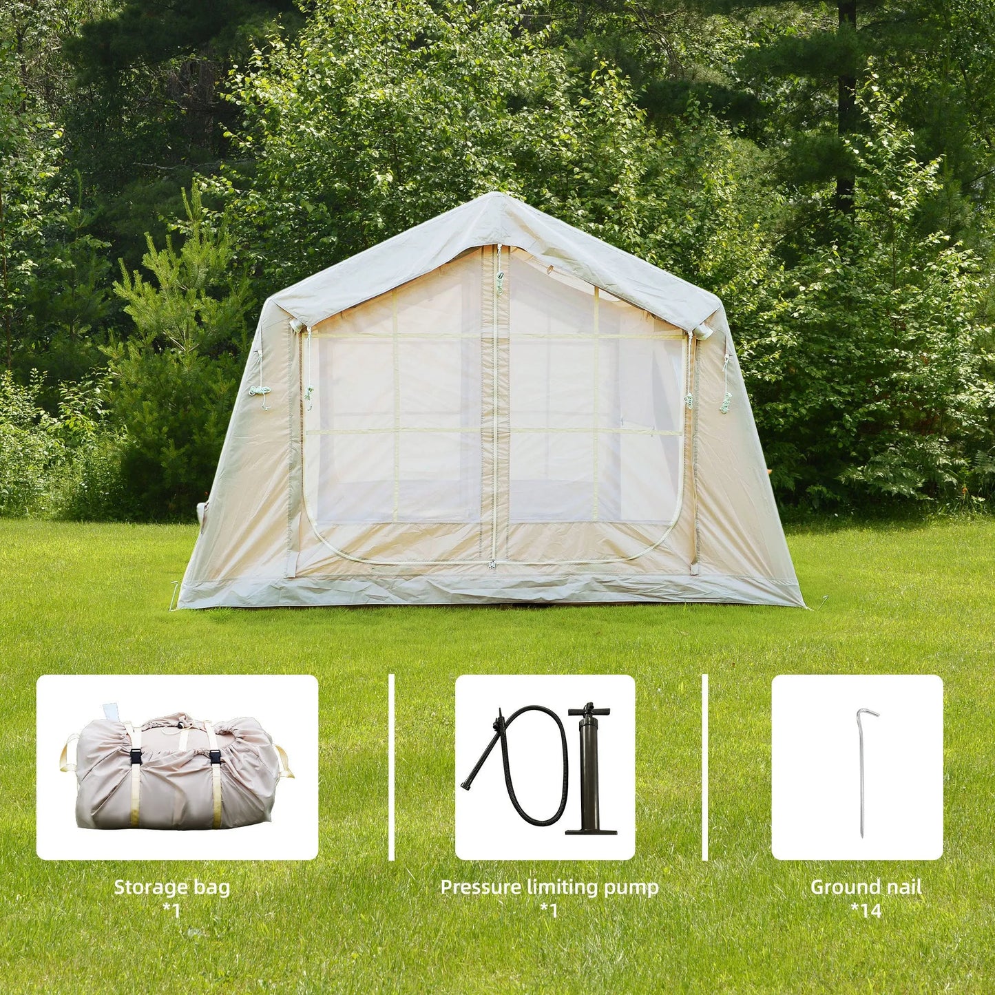 8 m ² Inflatable Tents for Camping, Blow Up Tent with Hand Pump, Easy Setup InflatableTent 4 Season Tent, Waterproof Oxford Air Glamping Tents for – view 3