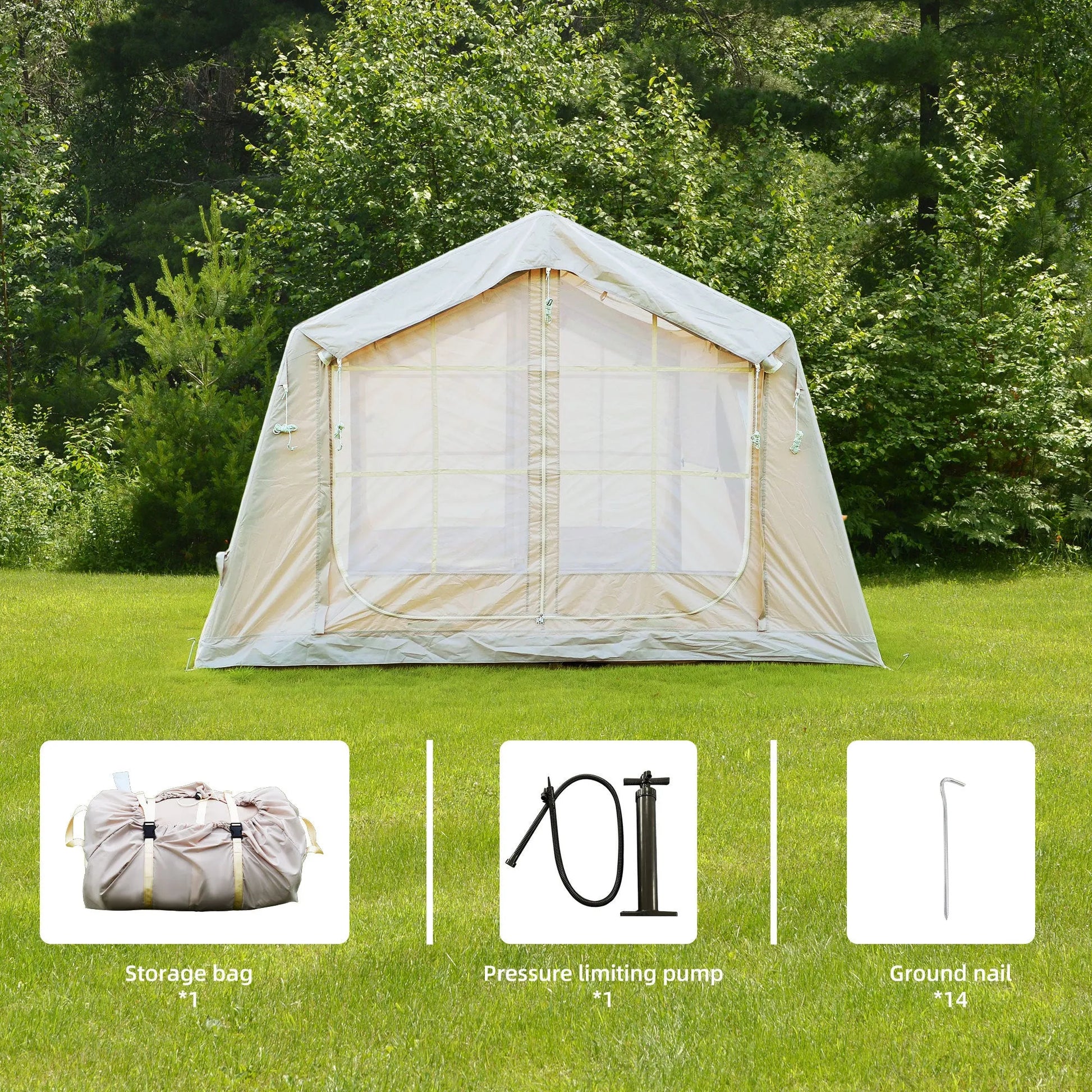 8 m ² Inflatable Tents for Camping, Blow Up Tent with Hand Pump, Easy Setup InflatableTent 4 Season Tent, Waterproof Oxford Air Glamping Tents for – view 3