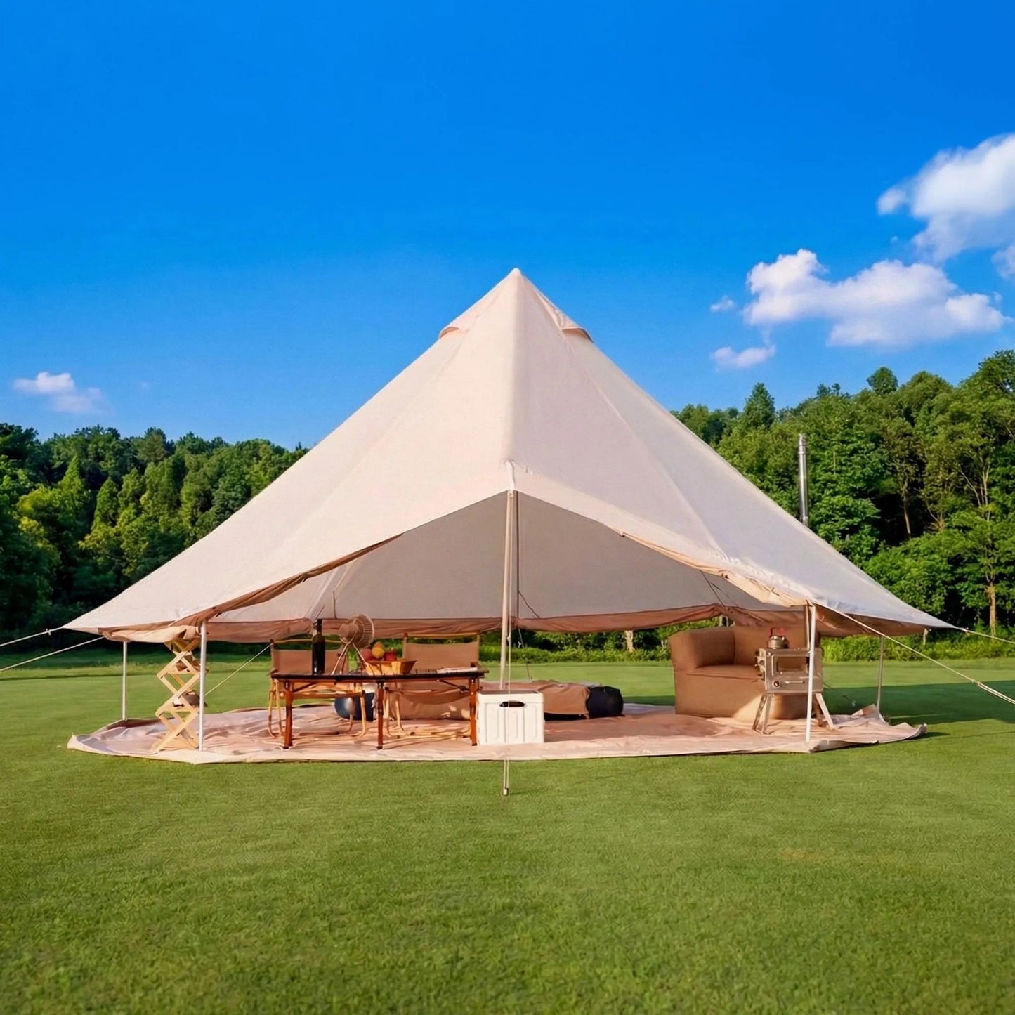 4 Season Bell Tent 16.4FT, Beige Waterproof Glamping Yurt Tent with Stove Jack, Fits 10 People Family Camping Tent for Outdoor Parties & Camping – view 3