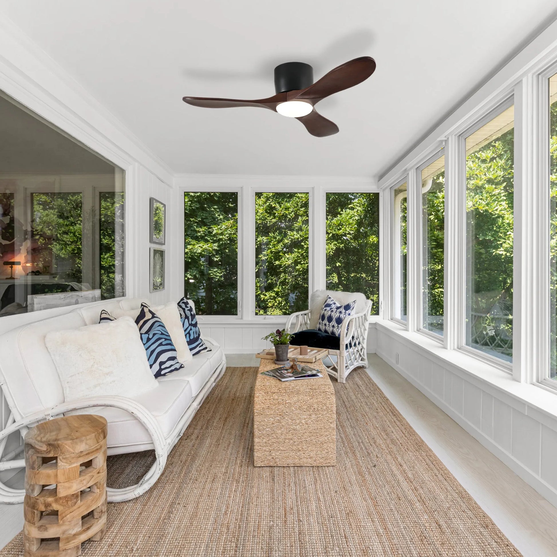 42-inch Ceiling Fan with Light, 3 Dark Walnut Wood Blades, Remote Control, Reversible DC Motor for Living Room – view 3