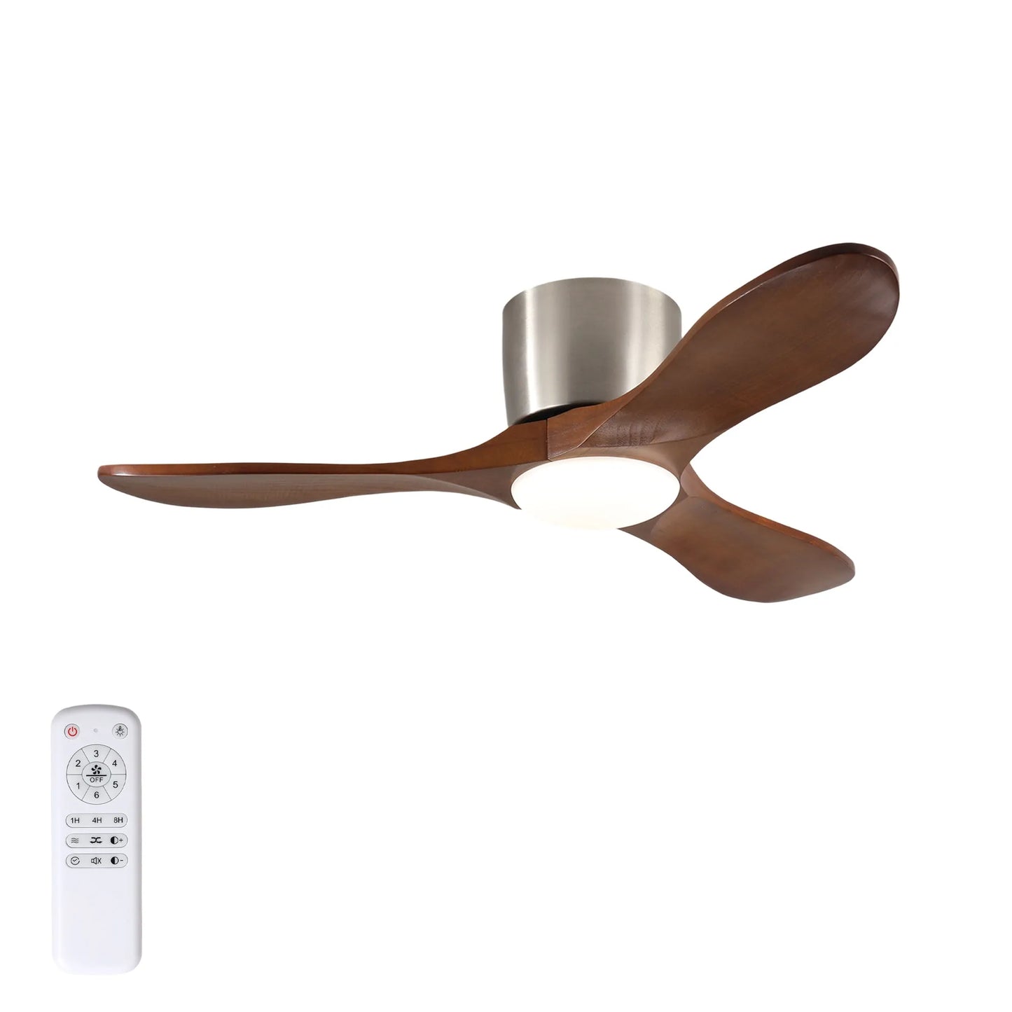 42-inch Ceiling Fan with Light, 3 Light Walnut Wood Blades, Remote Control, Reversible DC Motor for Living Room – view 3