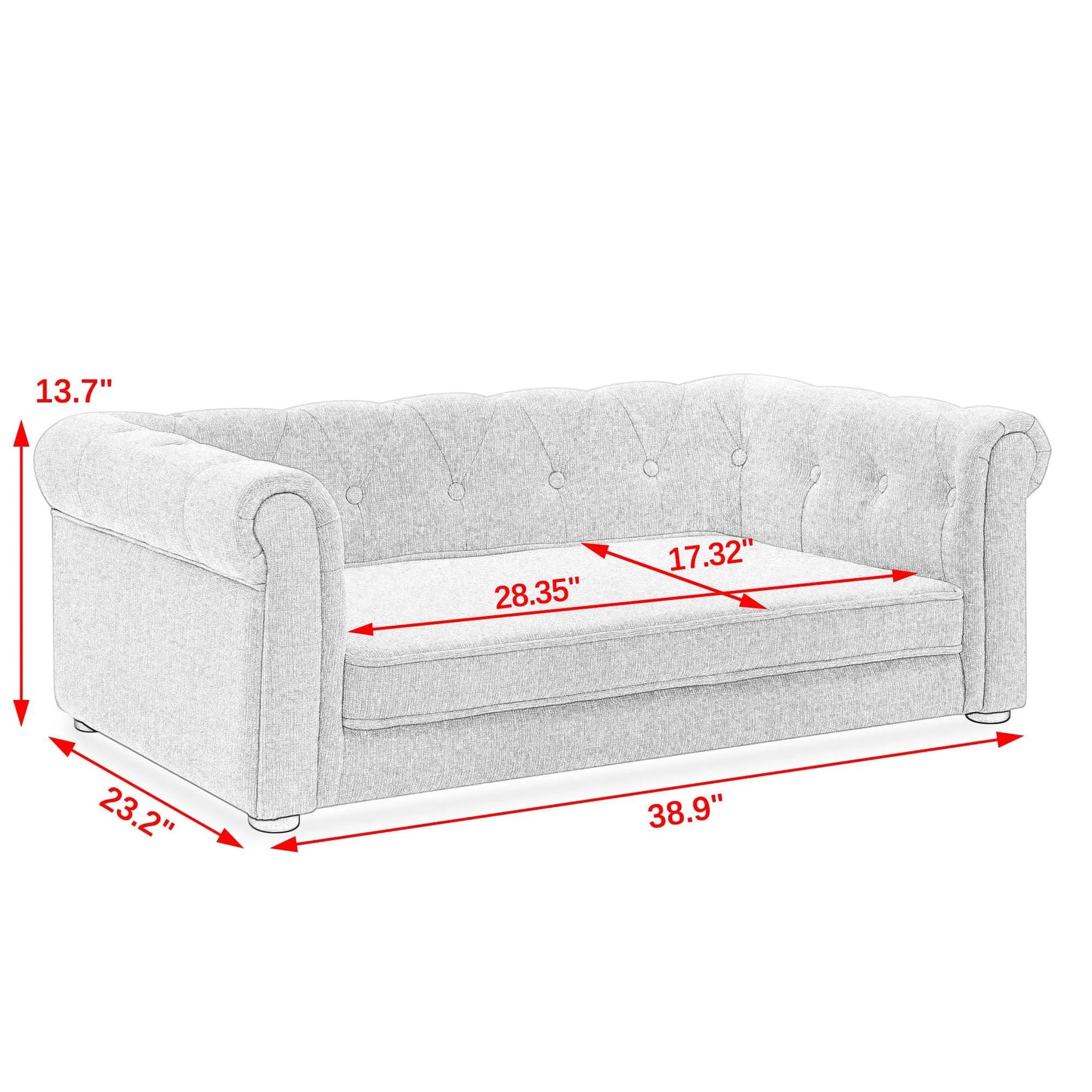Modern Style Elegant Rectangle Pet Bed for Small and Medium Dogs, Durable Elevated Dog Sofa, Dark Grey Foam – view 3