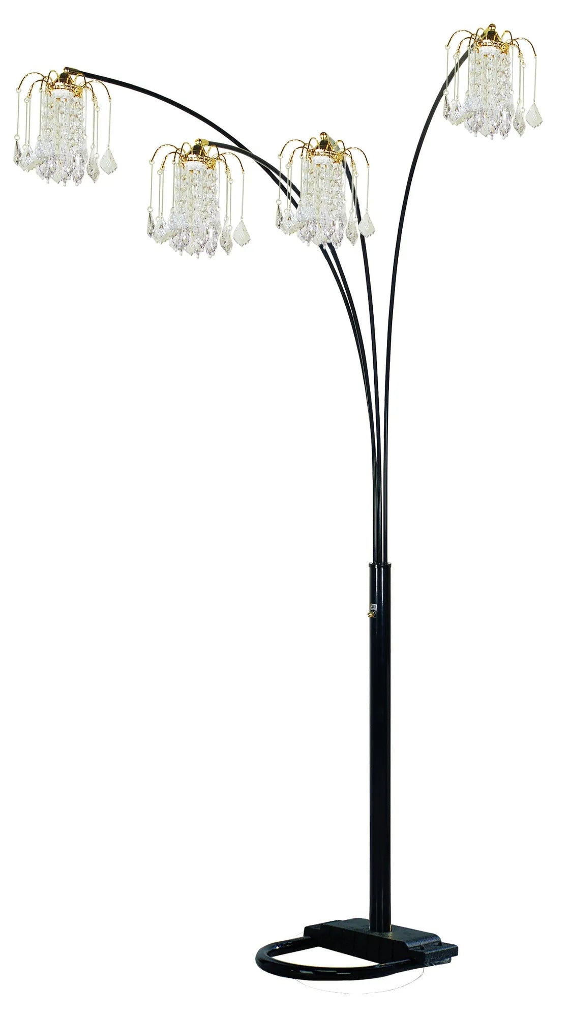 BLACK 4-HEAD CRYSTAL INSPIRED ARCH FLOOR LAMP – view 4