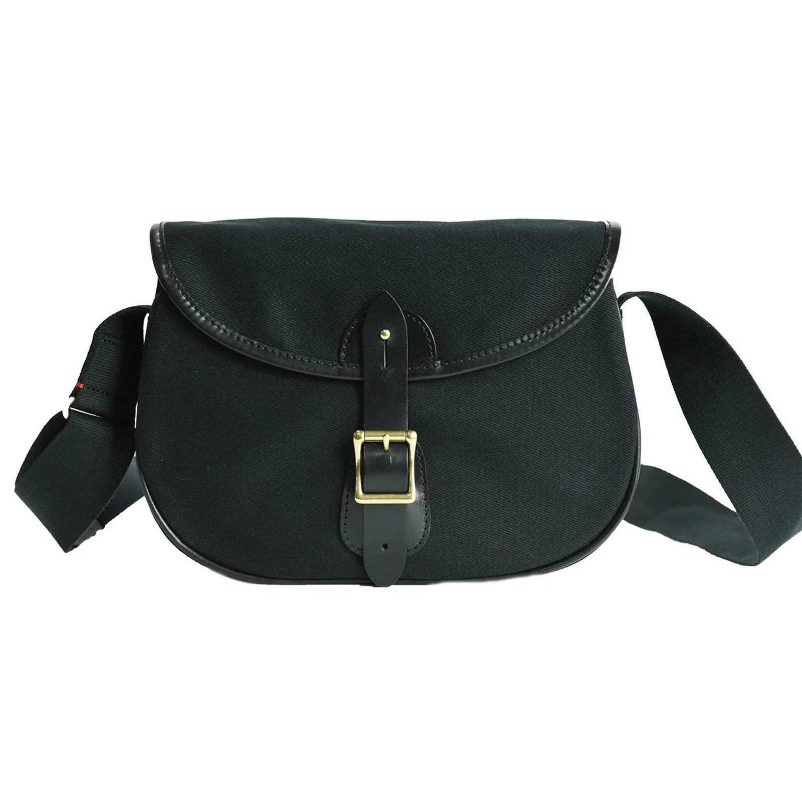 Black waxed canvas camera bag full product view