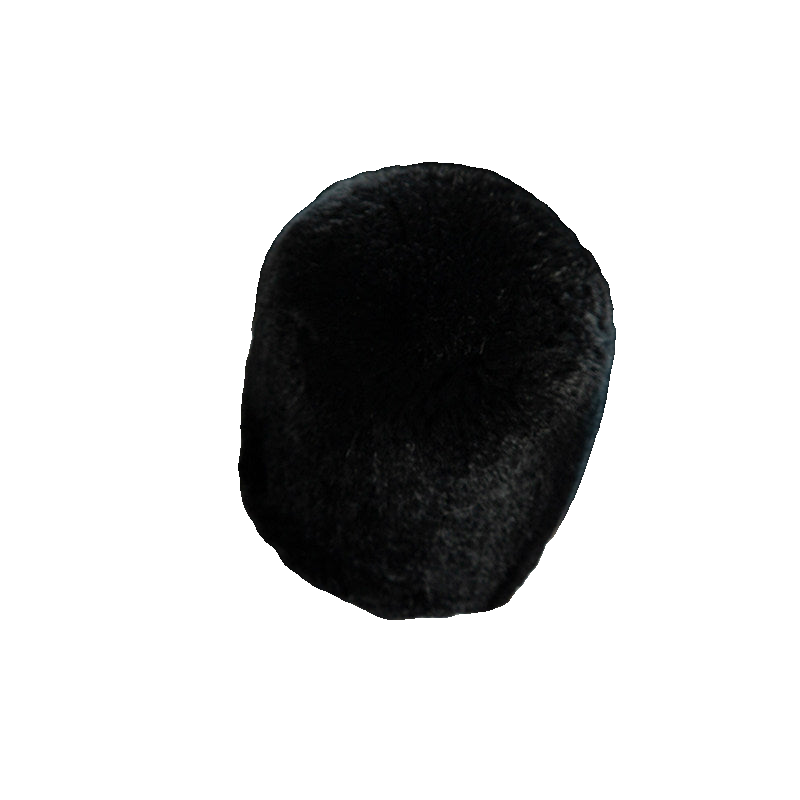 Black genuine Rex rabbit fur gear shift cover on transparent background