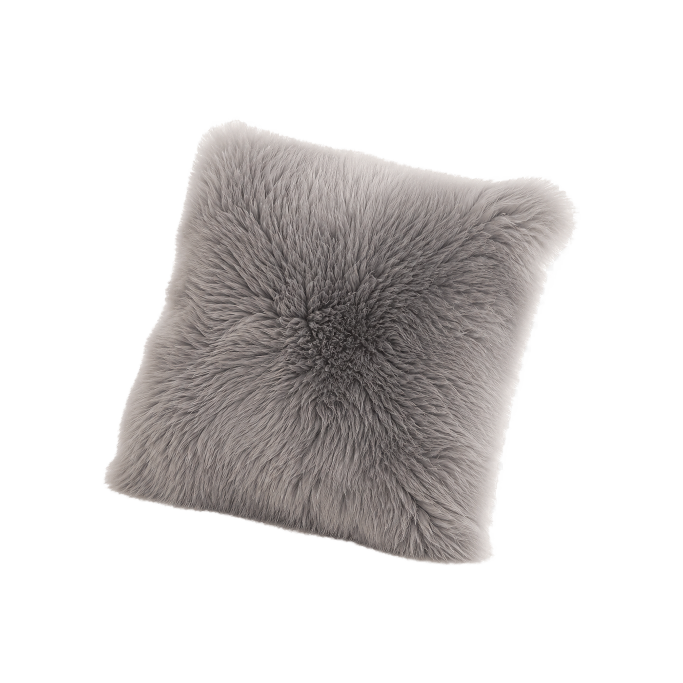 Silver Gray genuine Australian wool pillow on transparent background