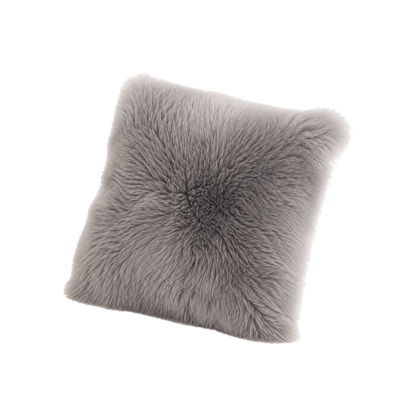 Silver Gray genuine Australian wool pillow on transparent background