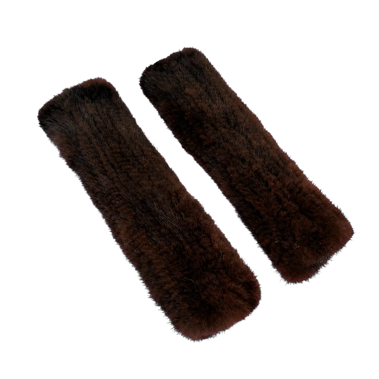 Dark Brown 30 cm genuine mink fur fingerless arm warmers isolated on a transparent background