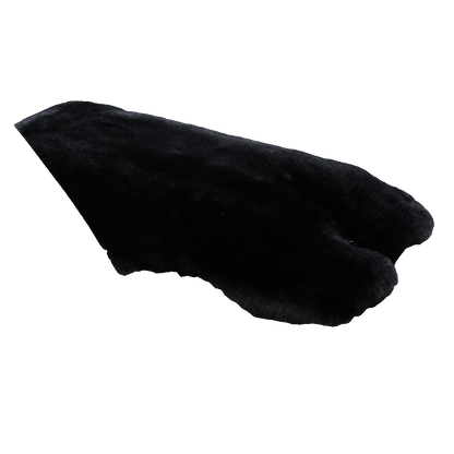 Jet Black genuine Rex rabbit fur center console armrest pad on transparent background