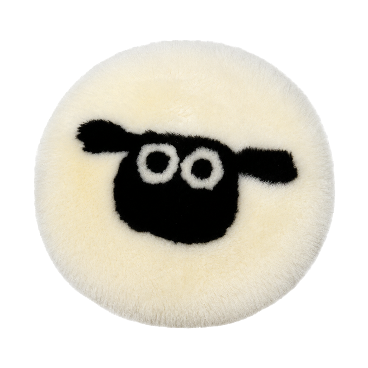 Lamb genuine sheepskin wool cartoon round chair pad on transparent background