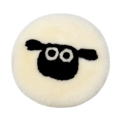 Lamb genuine sheepskin wool cartoon round chair pad on transparent background