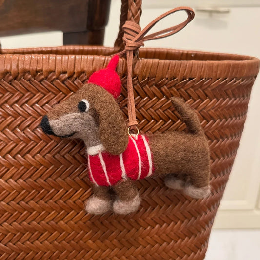 leather cord charm styling handmade wool felt bag charm