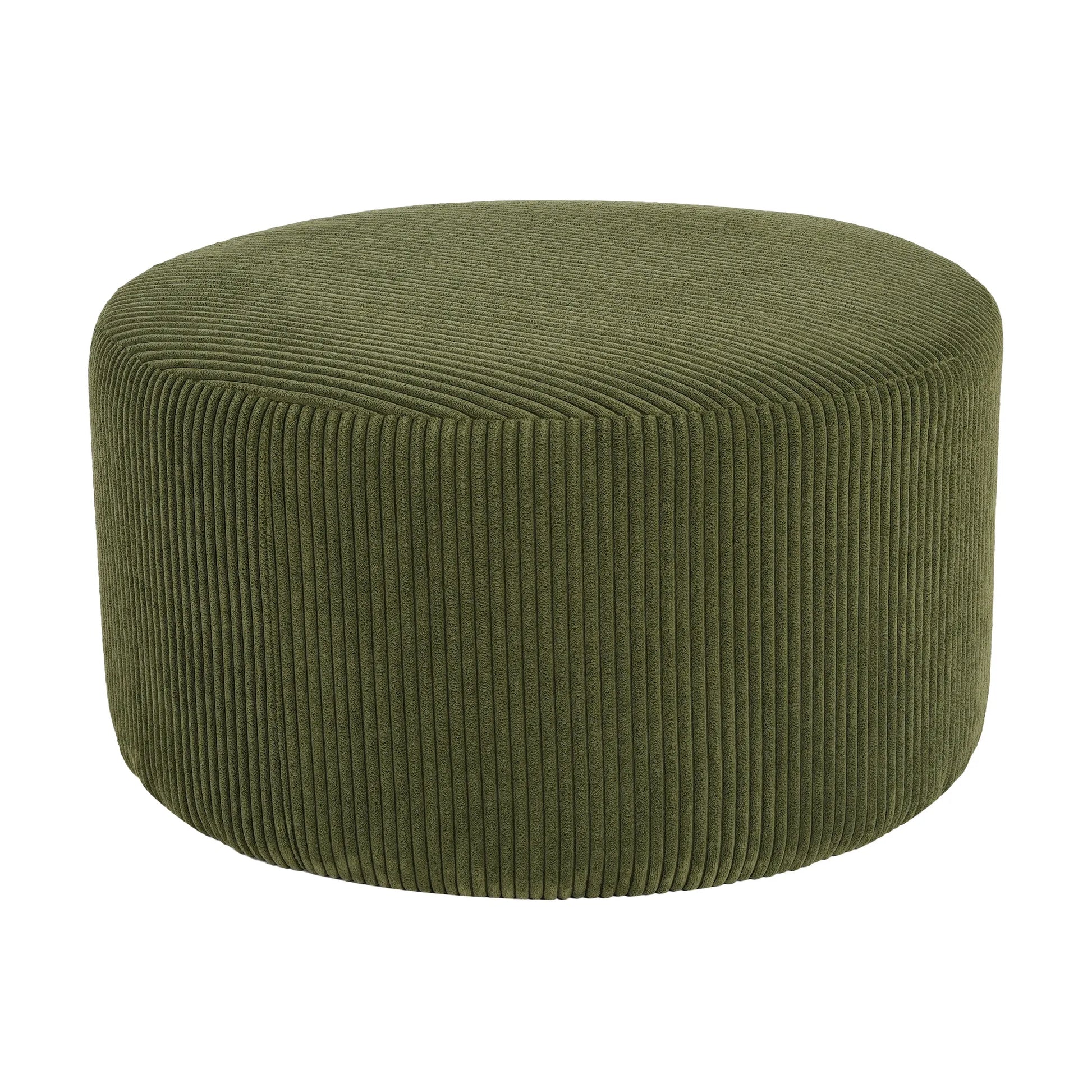 Upholstered Round Ottoman,Olive Green,Corduroy – view 4