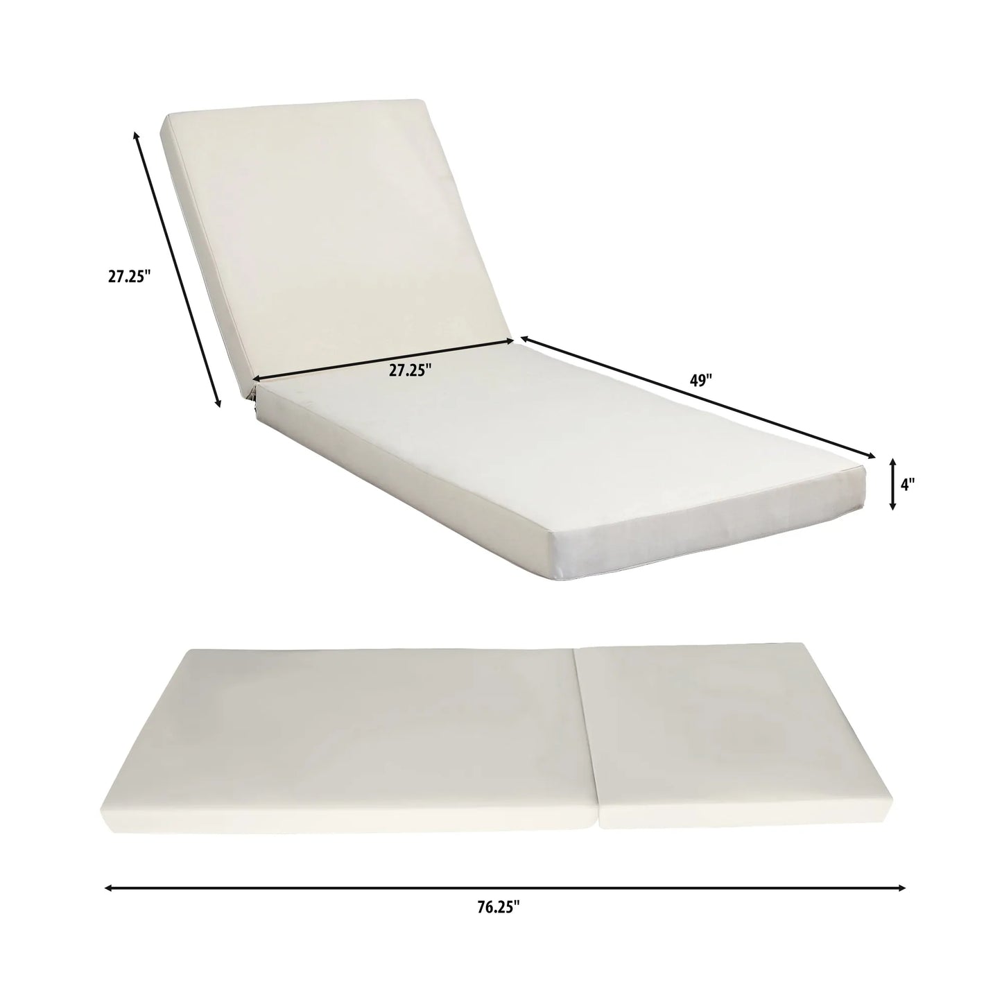 LOUNGE CHAISE SET, SPACE AVAILABLE ON ONE SIDE,ACACIA WOOD WITH WATER-RESISTANT LOUNGE CUSHIONS (CREAM & 4 INCH THICK) - MATCHING DARK GREY VERSION – view 4