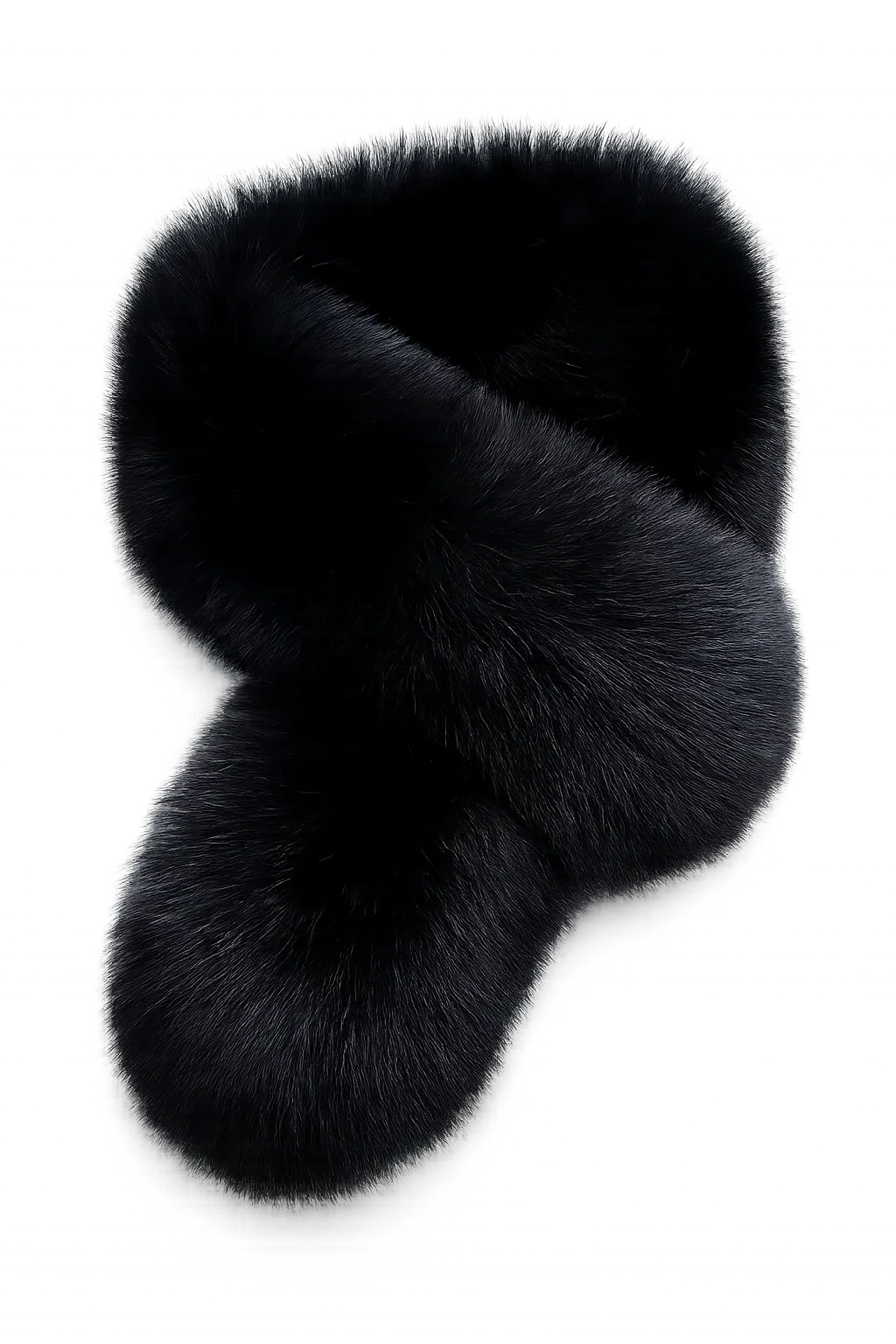 Natural Black fox fur pull-through scarf product view