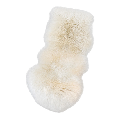 Natural Off-White genuine Australian long-wool sheepskin irregular rug on transparent background