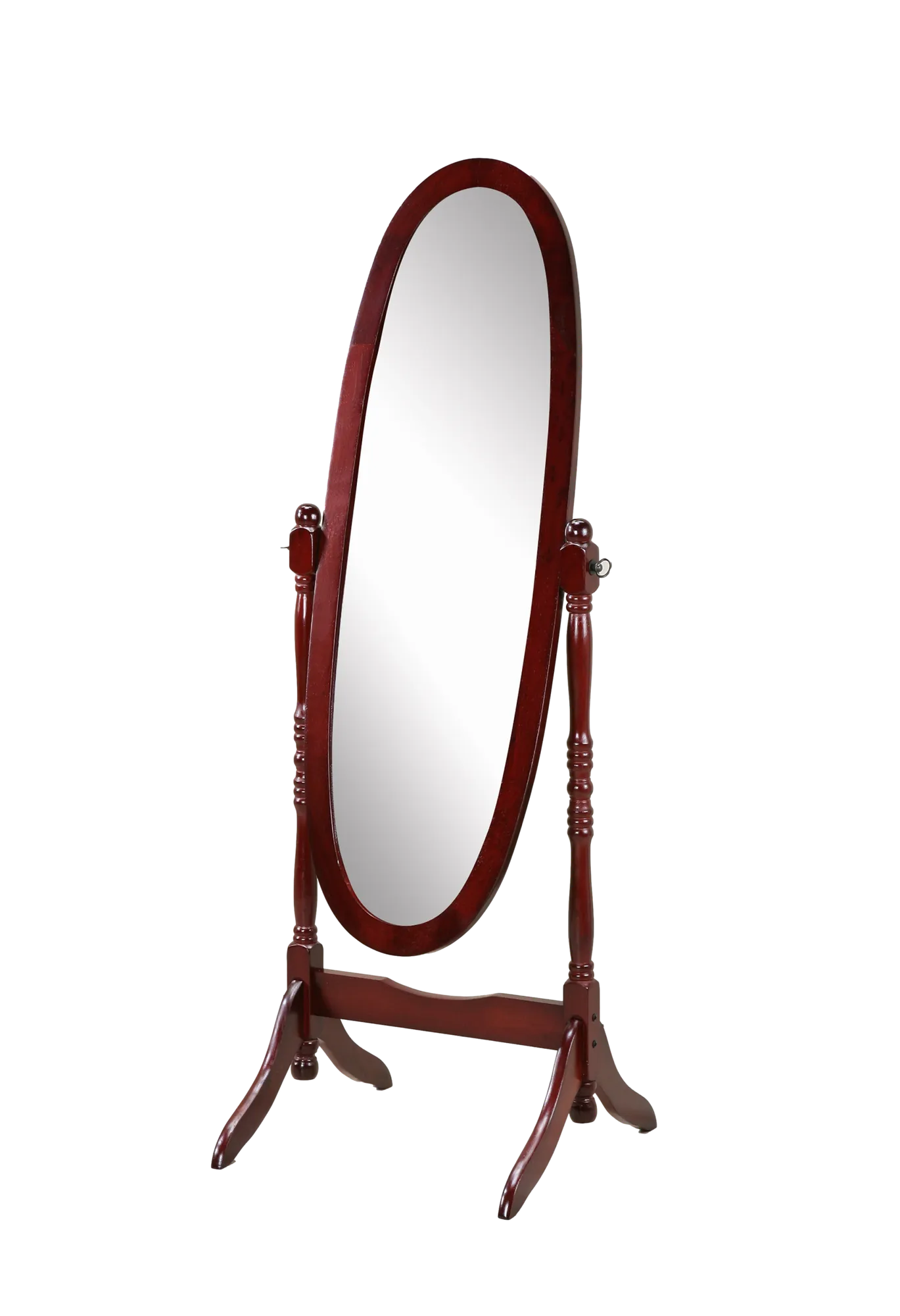Traditional Queen Anna Style Wood Floor Cheval Mirror, Cherry Finish – view 4