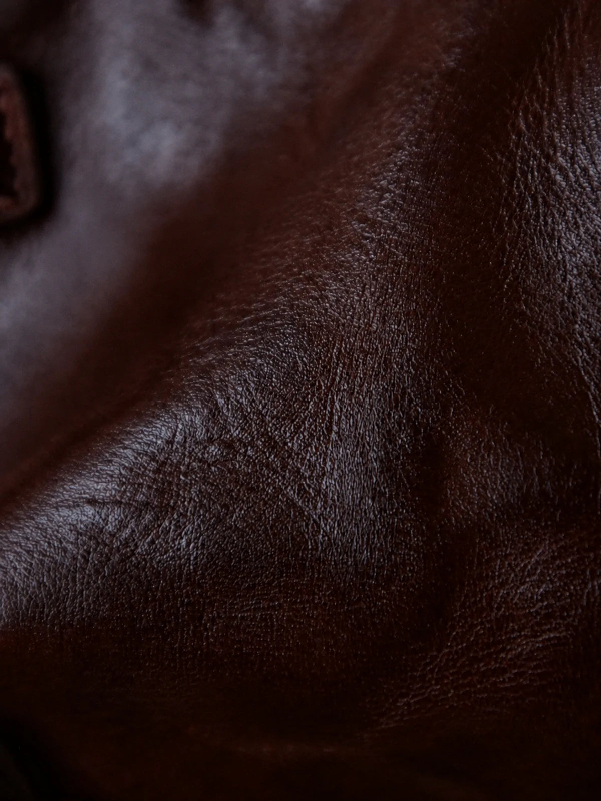 Close-up of warm brown top-grain cowhide leather texture