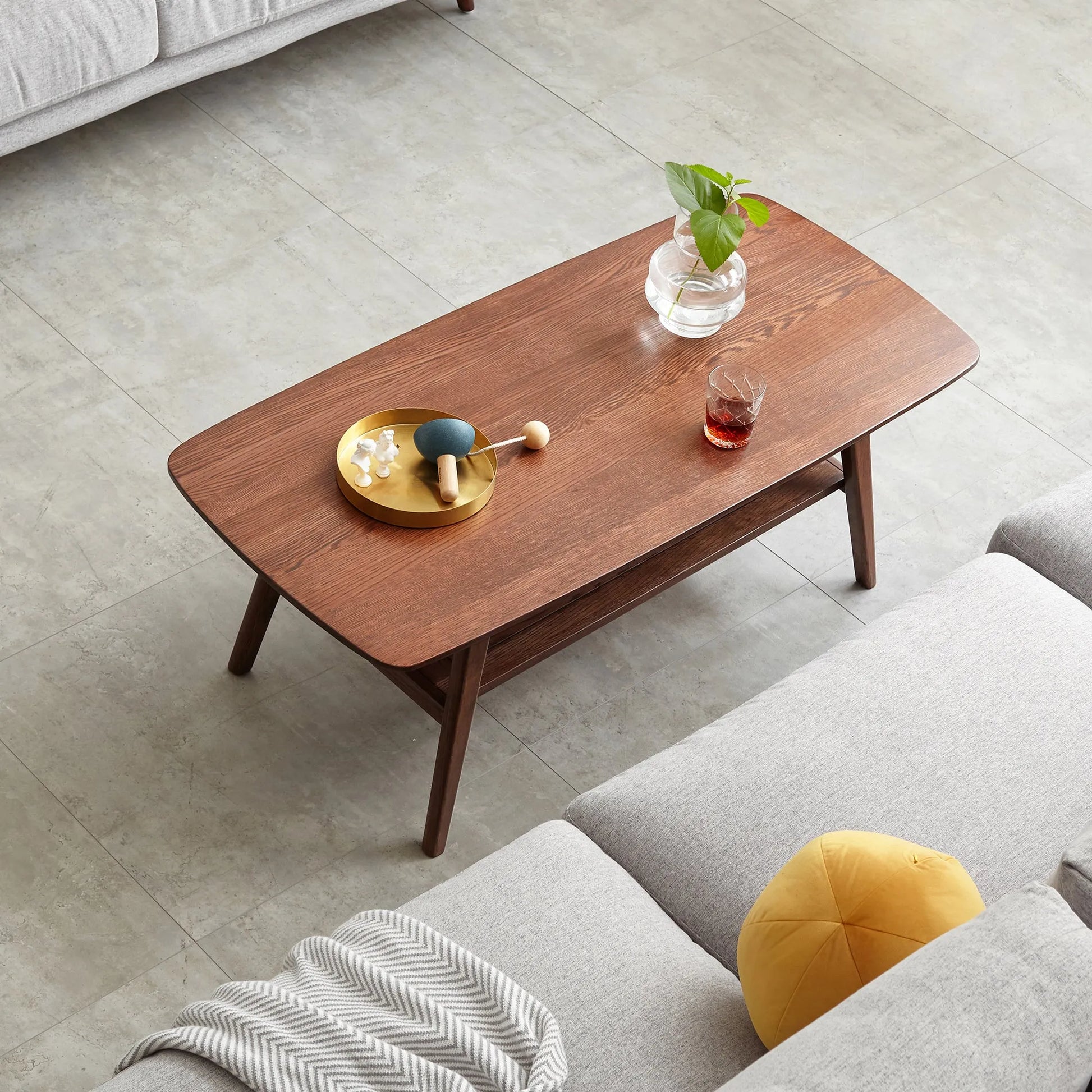 Center table Low Table 100% solid Oak Wood Top plate Desk Coffee table Width 100 x Depth 50 x Height 44 cm Study desk Work from home Easy to assemble – view 4