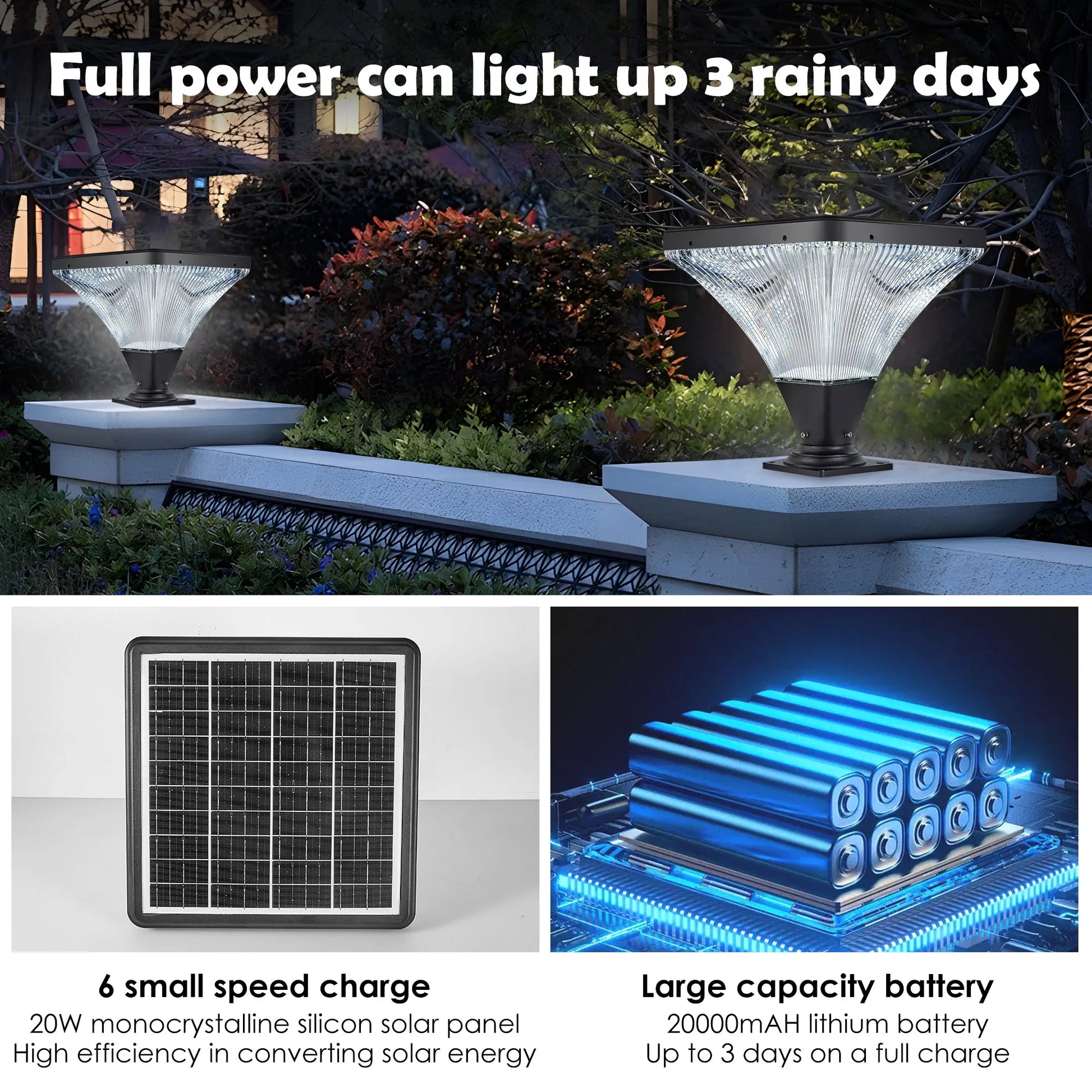 15' Black Outdoor Post Light - LED with Remote Control, Dimmable, Timer Function, Weatherproof for Yard, Garden, Pathway (1-Pack) – view 4