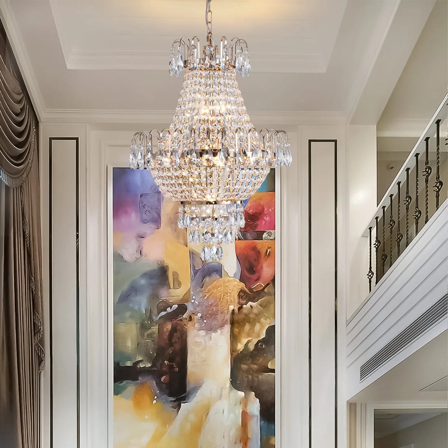 Gold Crystal Chandeliers,Large Contemporary Luxury Ceiling Lighting for Living Room Dining Room Bedroom Hallway – view 4