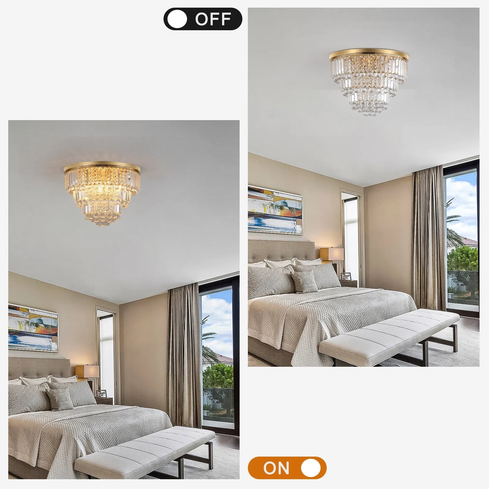 Gold luxury modern style crystal lights,large ceiling chandeliers,dining room,living room,bedroom (Bulb Not Included) – view 4