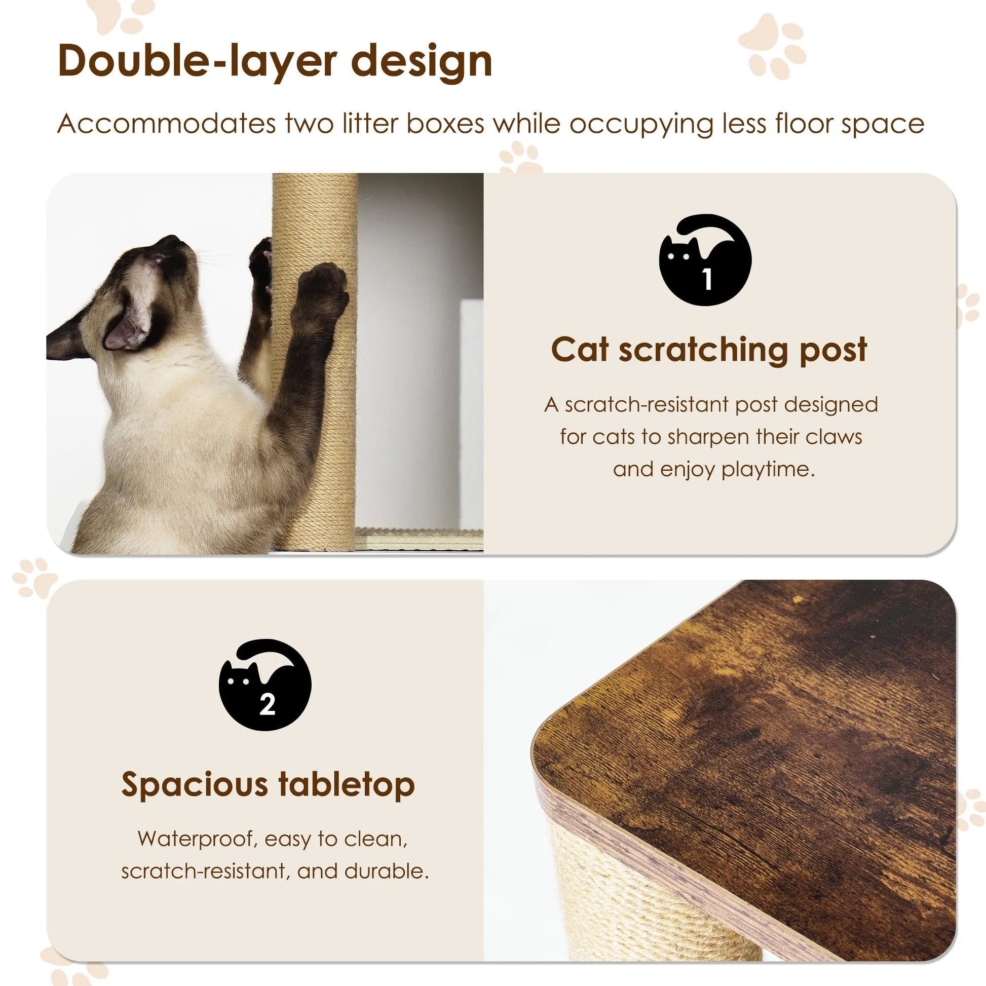 Double Cat Litter Box Enclouse,Cat Litter Box Enclosure for 2 Cats, Cat Litter Cabinet, Double Litter Box Enclosure with Shelve, Fit Most of Litter – view 4